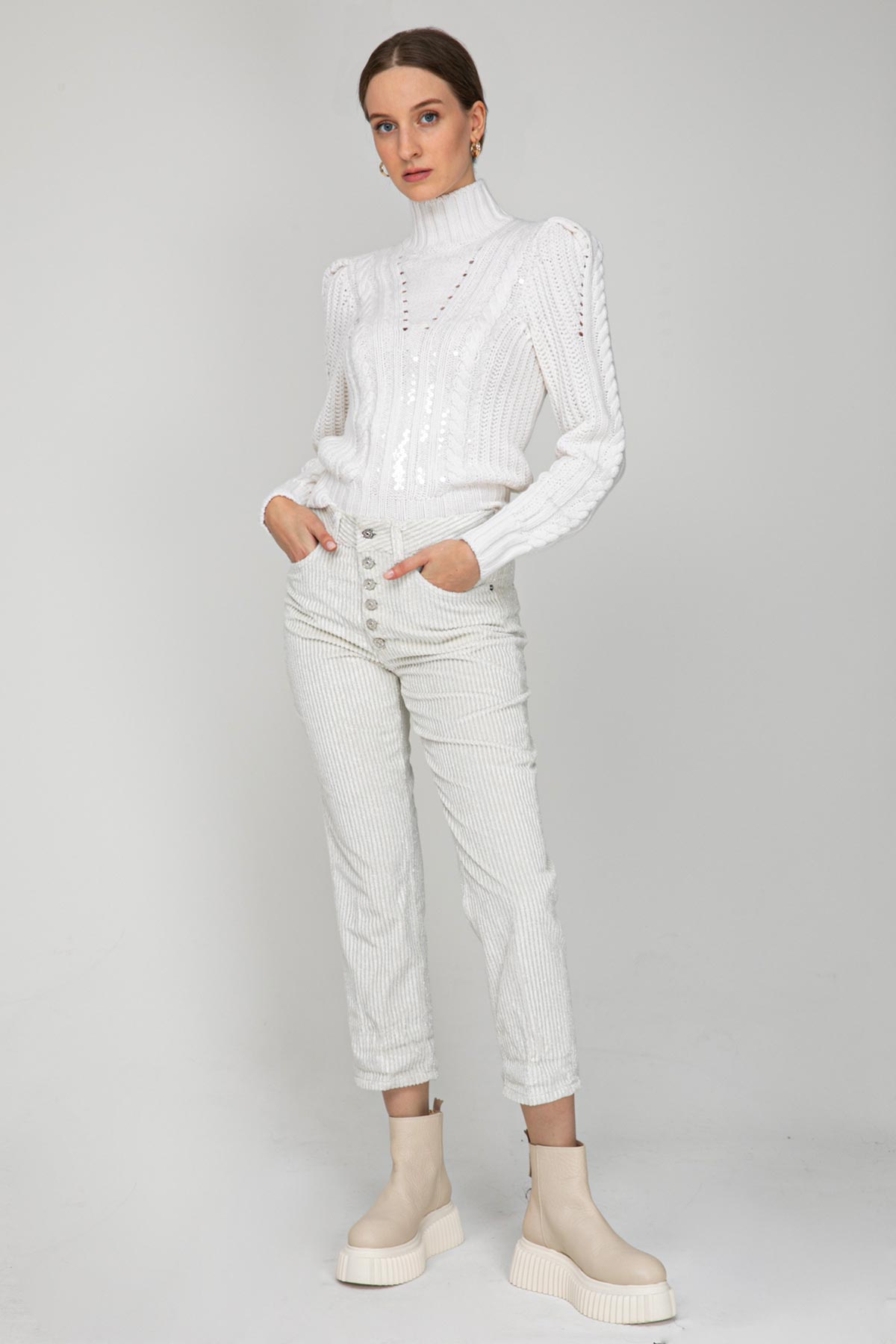 Dondup Loose Fit Fitilli Kadife Pantolon-Libas Trendy Fashion Store