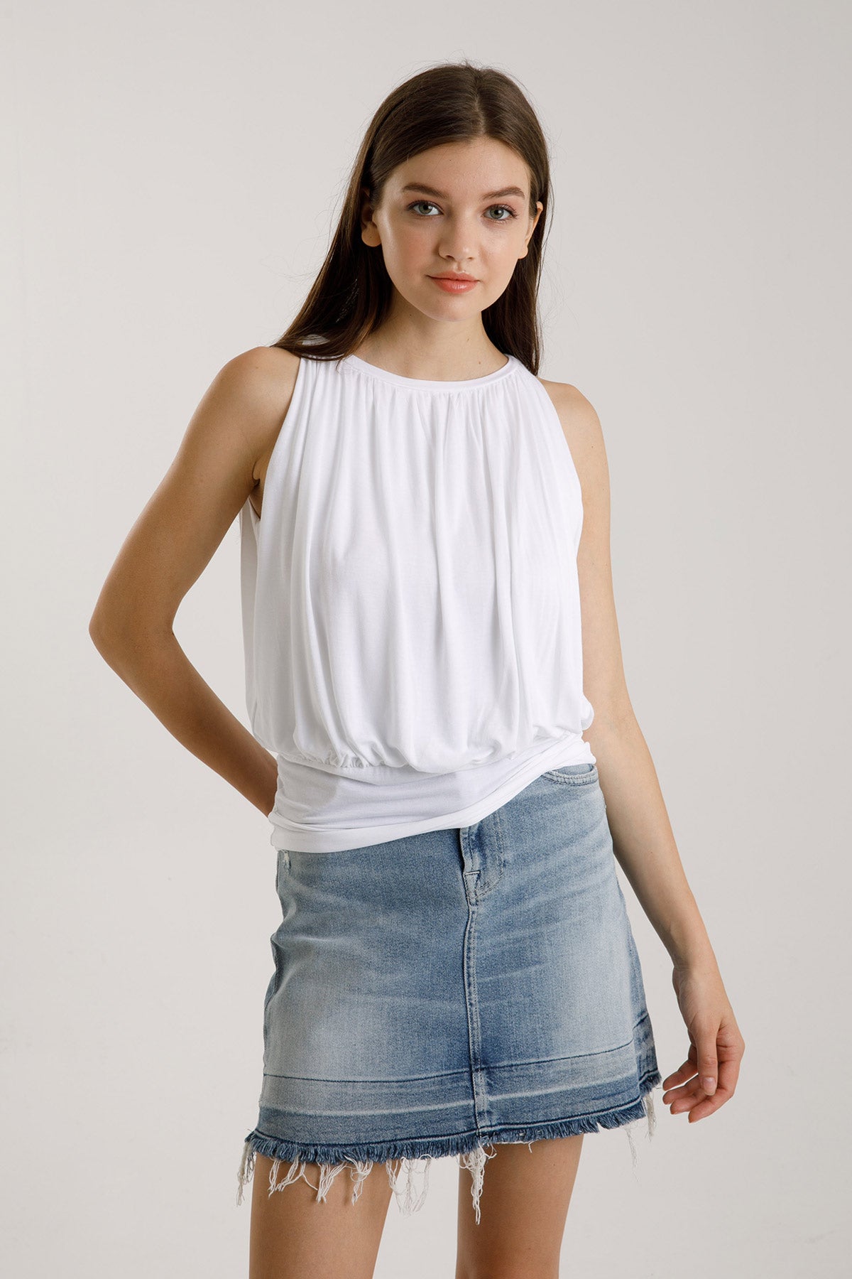 Majestic Bele Oturan Pileli Bluz-Libas Trendy Fashion Store