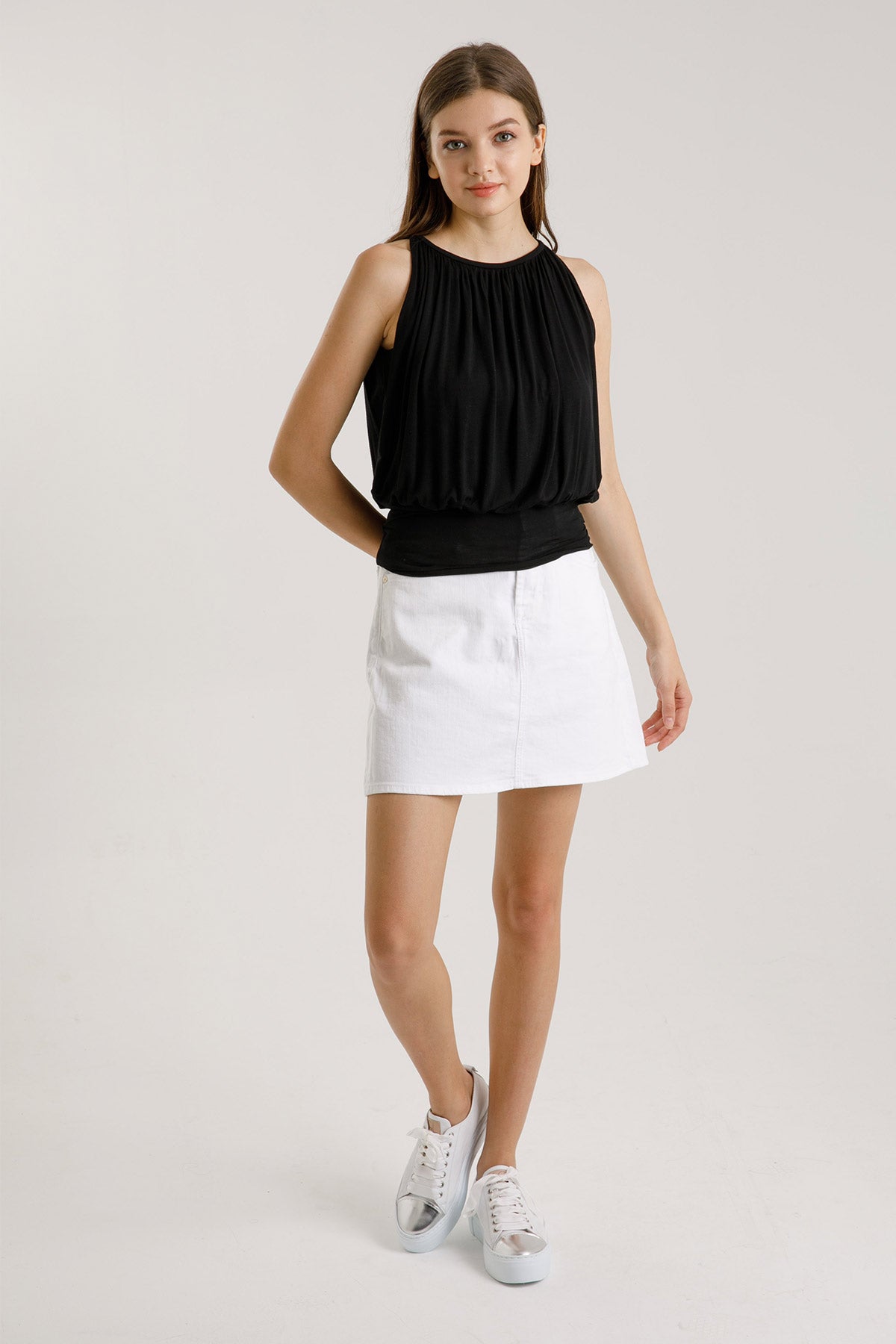 Majestic Bele Oturan Pileli Bluz-Libas Trendy Fashion Store