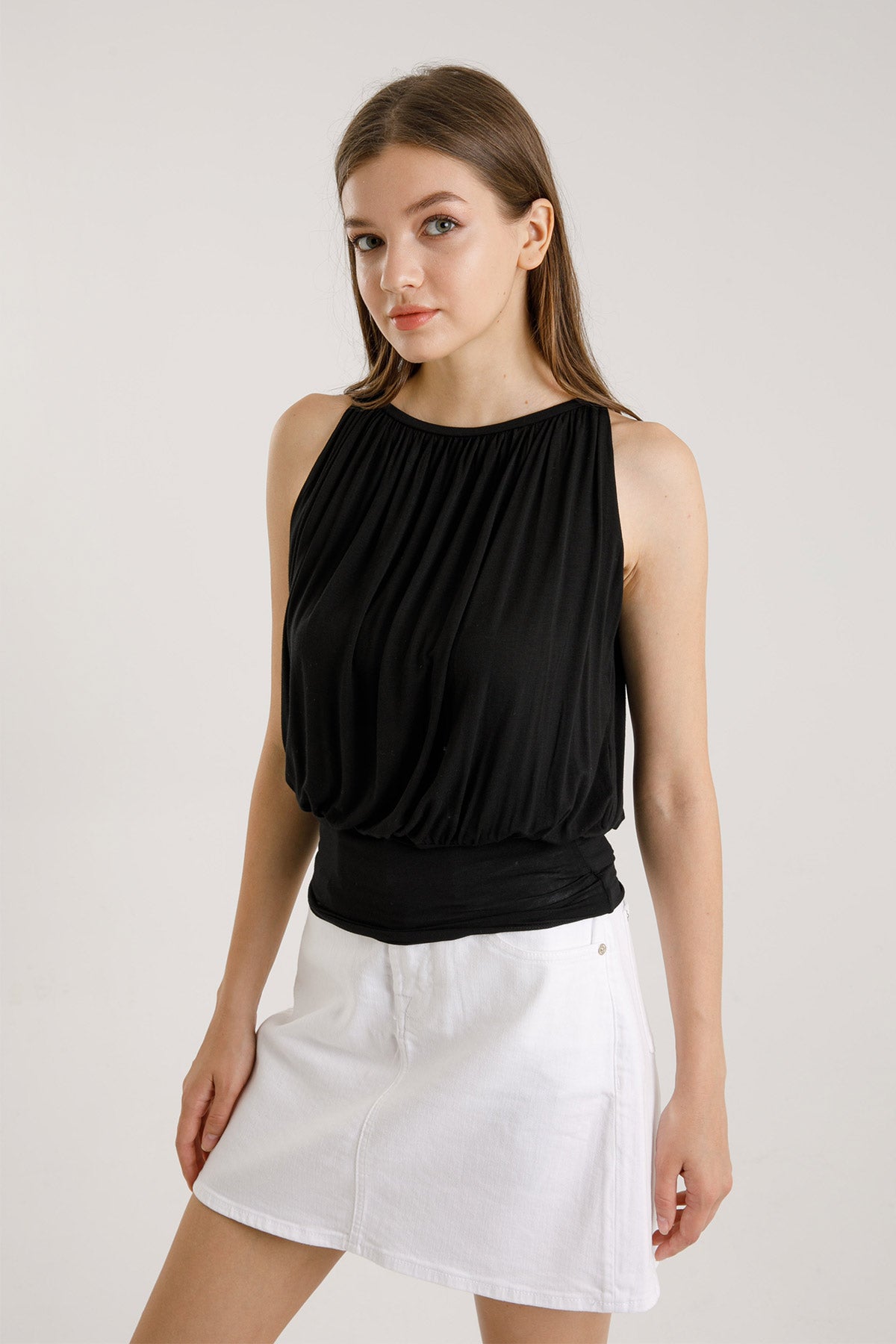 Majestic Bele Oturan Pileli Bluz-Libas Trendy Fashion Store