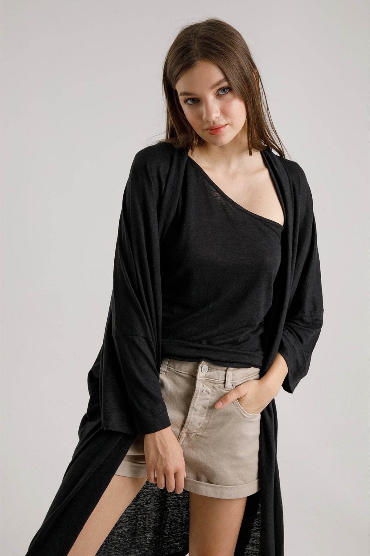 Majestic Şal Yaka Keten Ceket-Libas Trendy Fashion Store