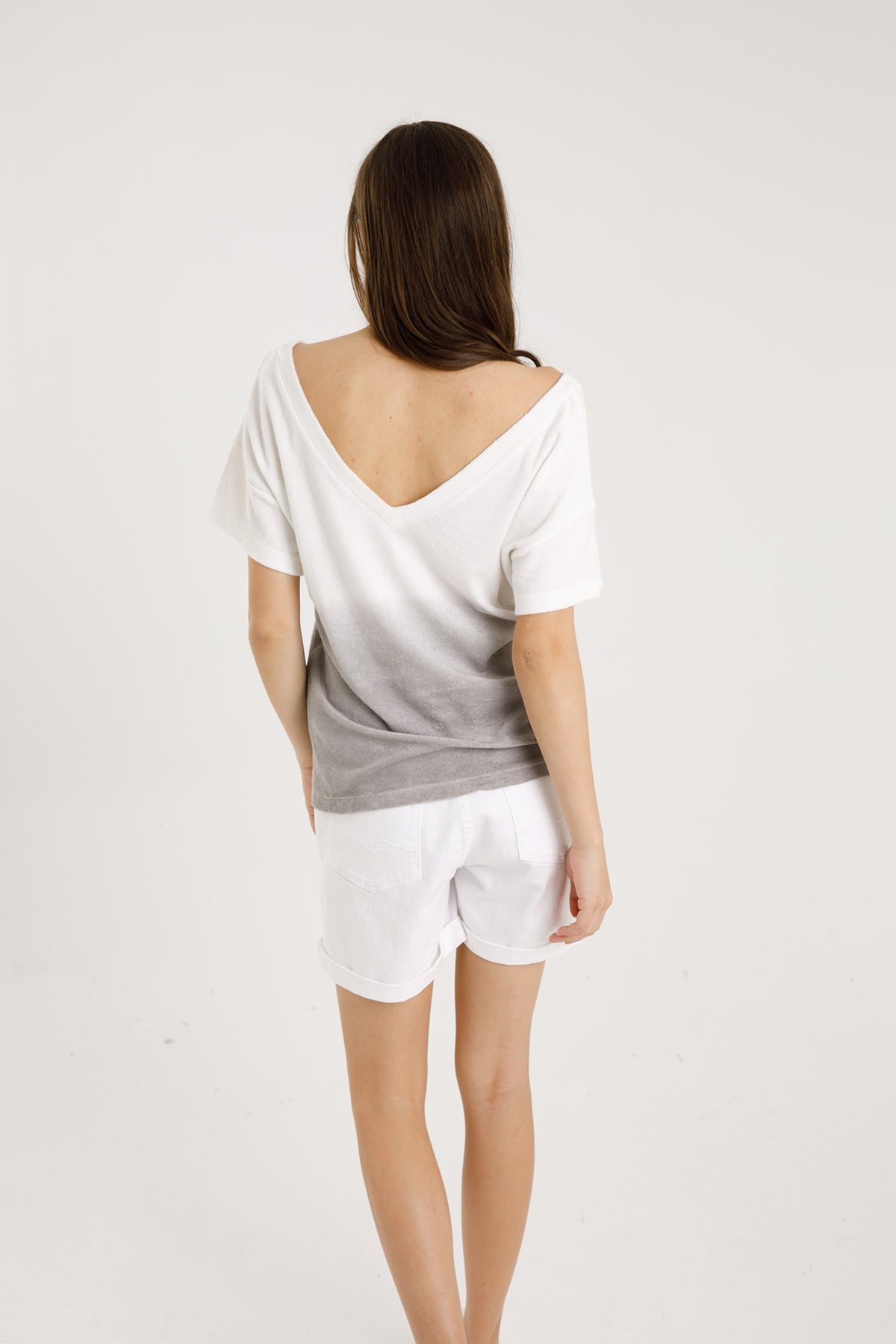 Majestic V Yaka Degrade T-shirt-Libas Trendy Fashion Store