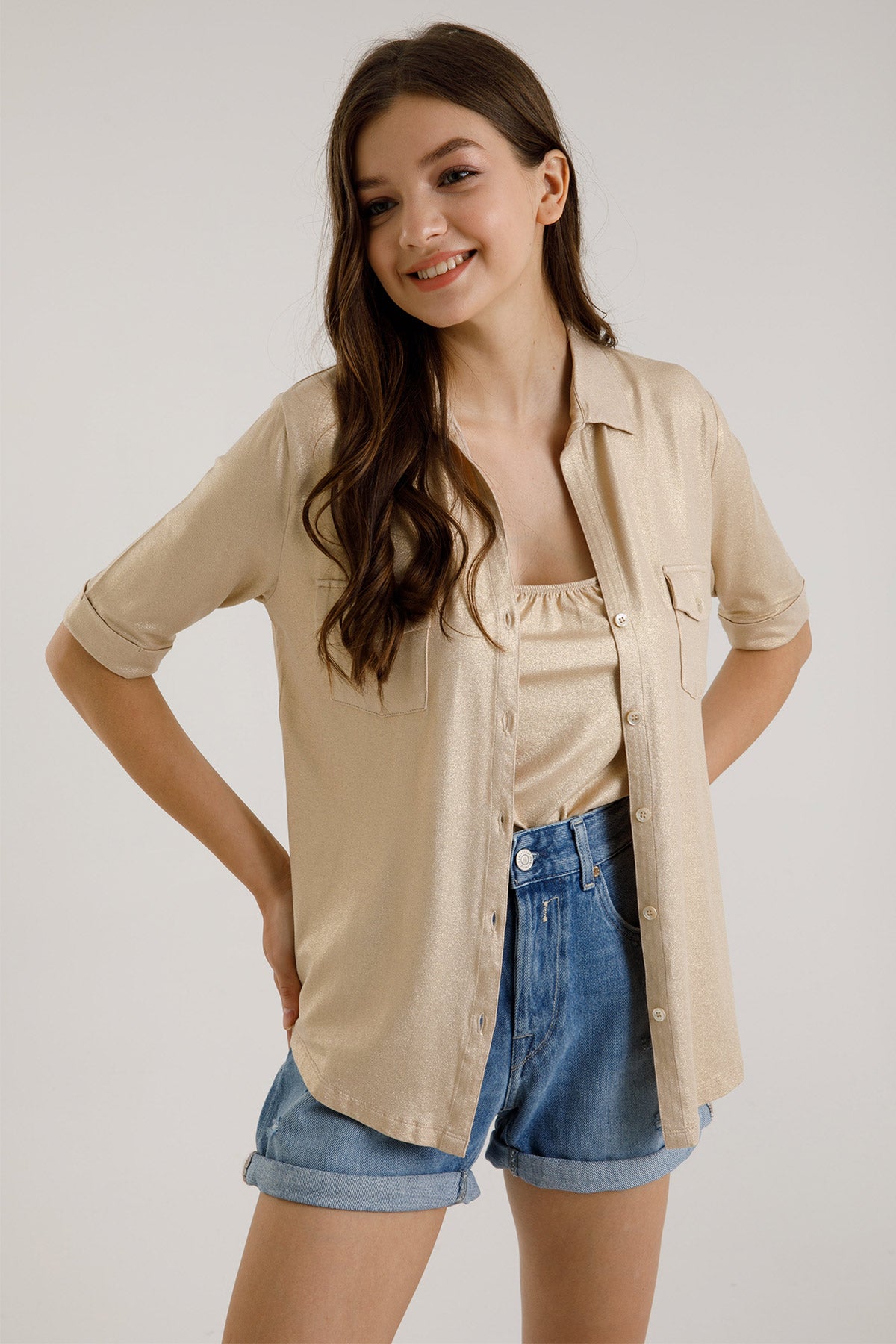 Majestic Simli Streç Gömlek-Libas Trendy Fashion Store