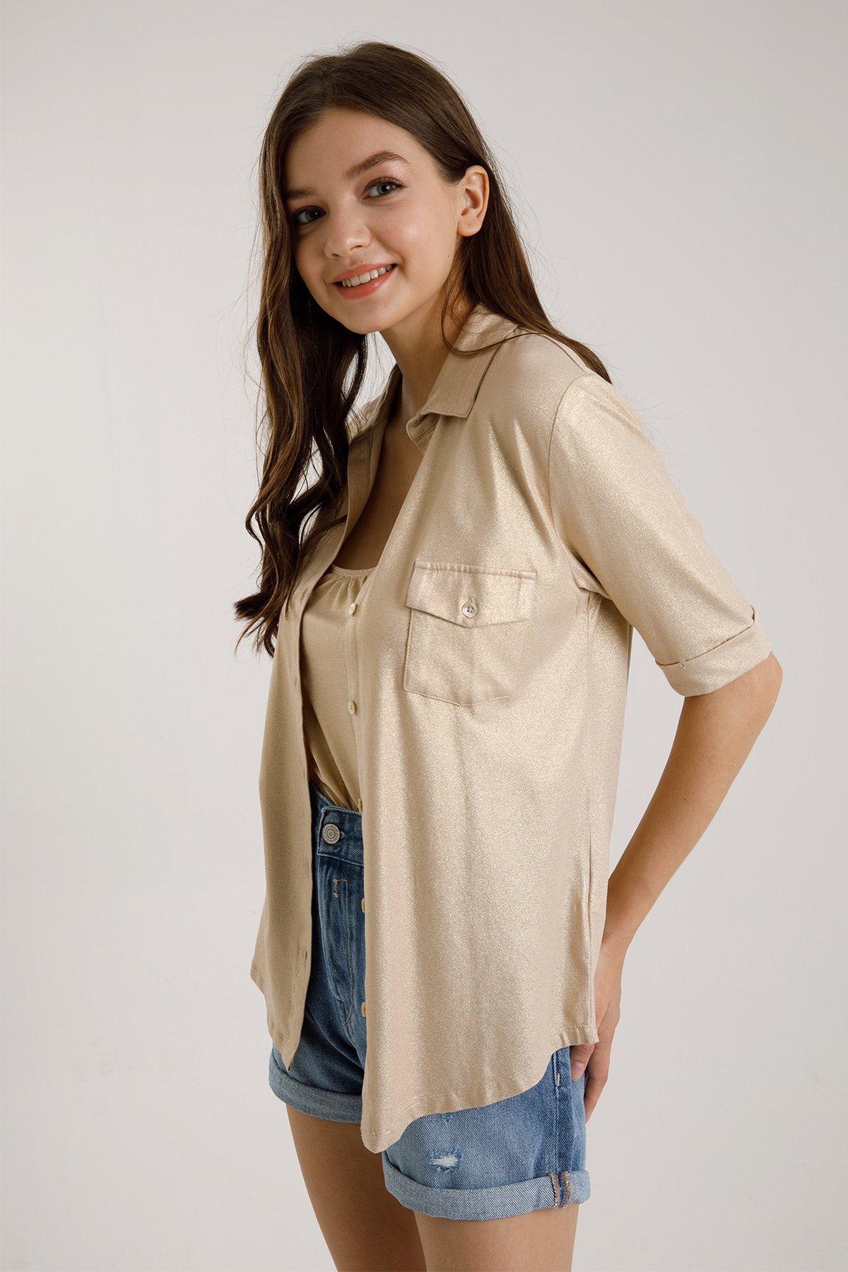 Majestic Simli Streç Gömlek-Libas Trendy Fashion Store