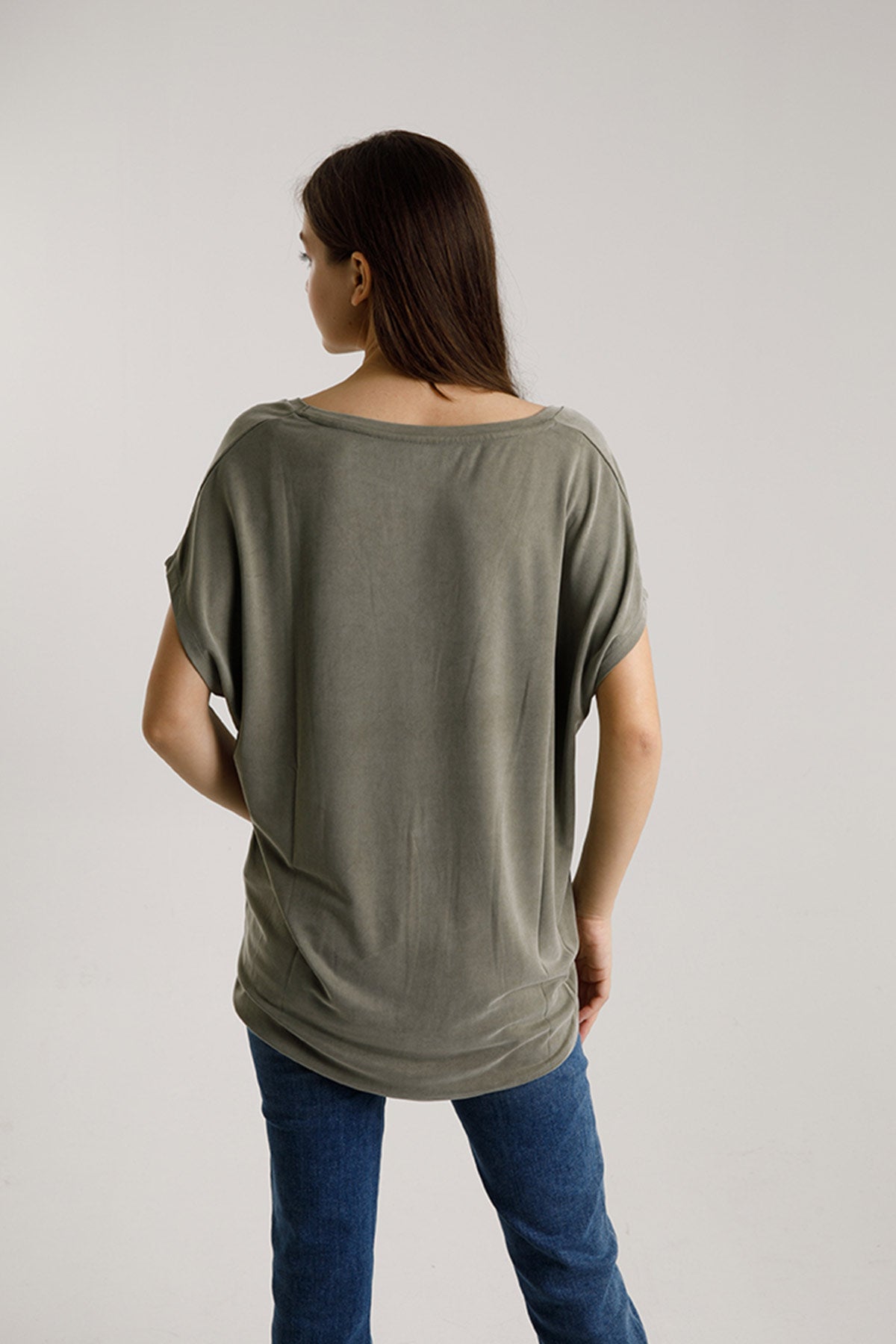 Majestic V Yaka Streç T-shirt-Libas Trendy Fashion Store