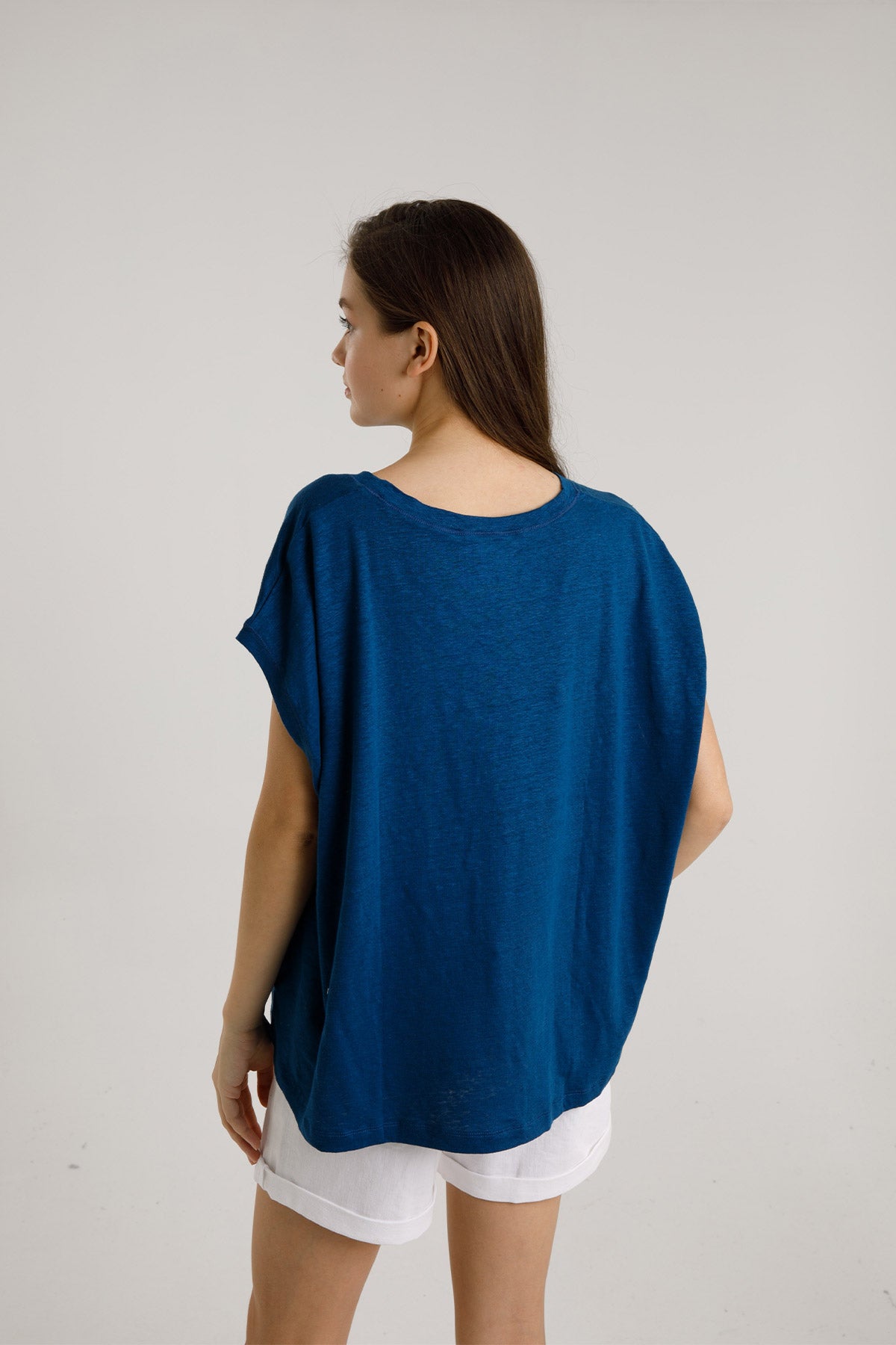 Majestic Streç Keten Oyuk Yaka T-shirt-Libas Trendy Fashion Store