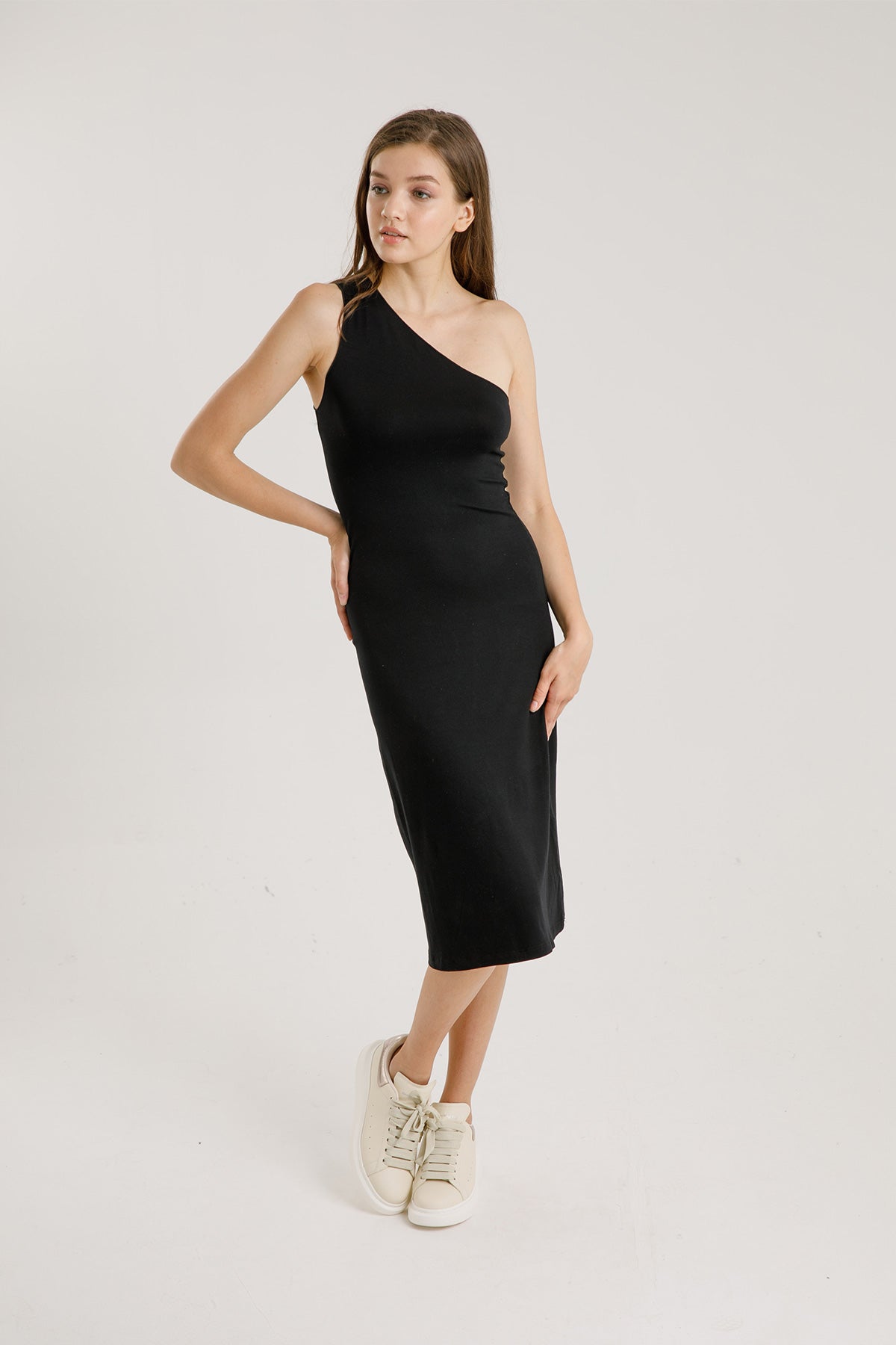 Majestic Tek Omuz Elbise-Libas Trendy Fashion Store