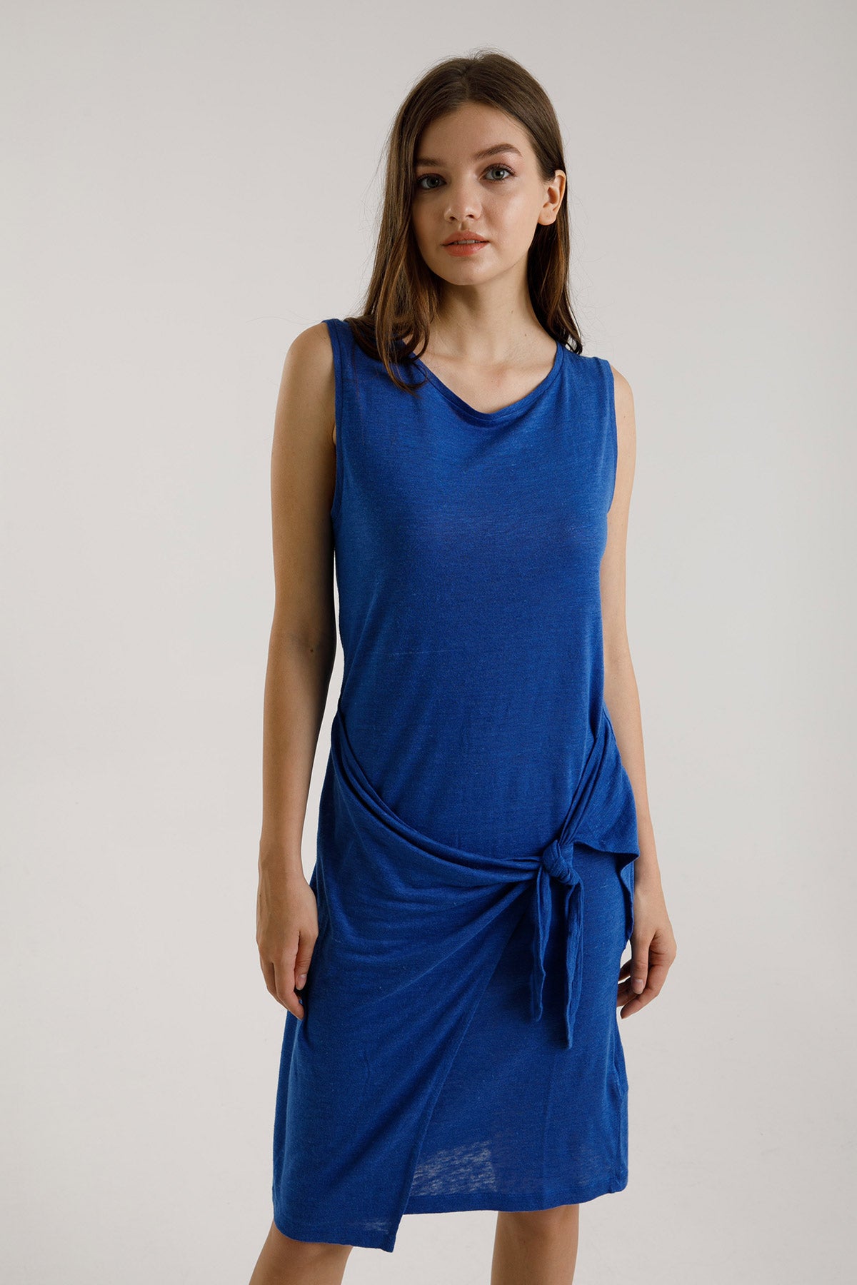 Majestic İpek Karışımlı Keten Elbise-Libas Trendy Fashion Store