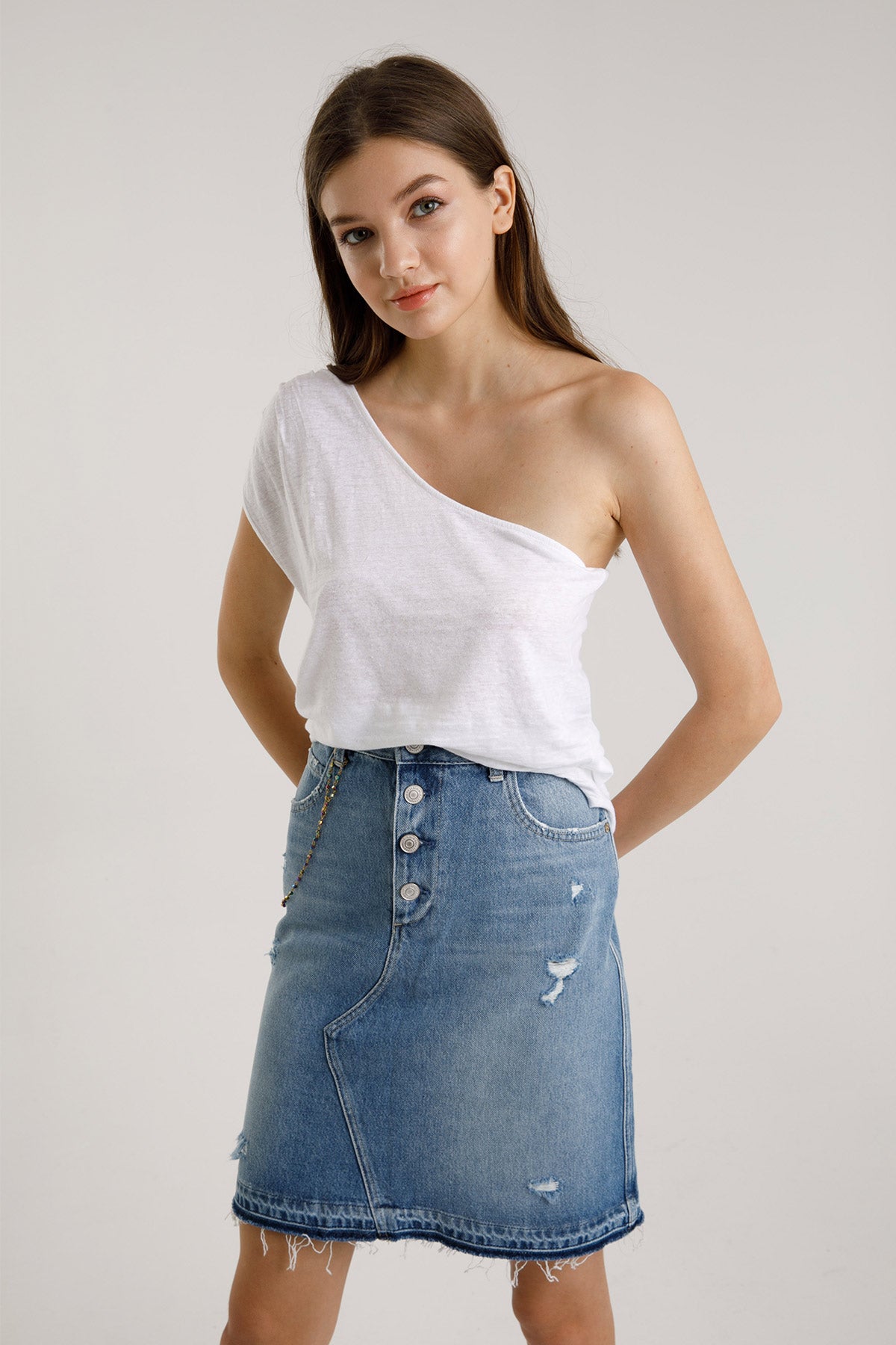 Majestic Tek Omuz Keten Bluz-Libas Trendy Fashion Store