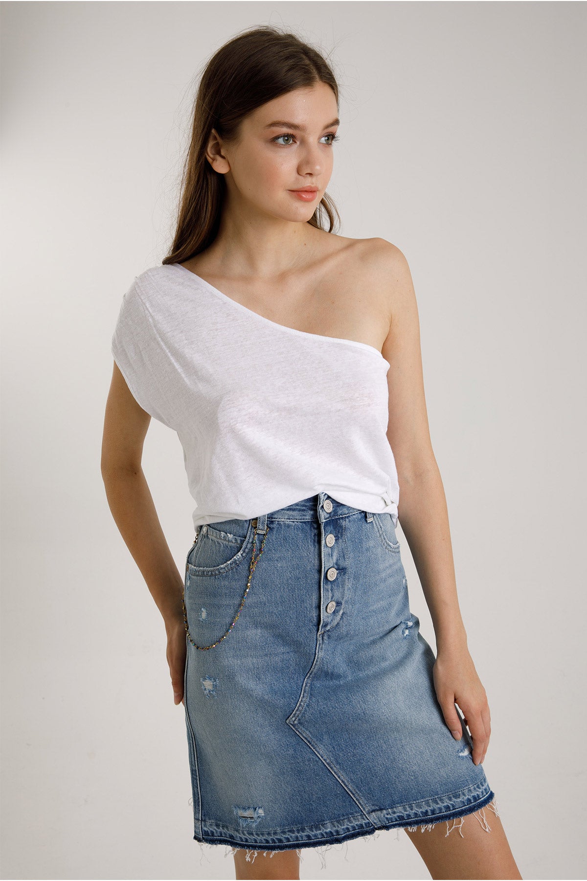 Majestic Tek Omuz Keten Bluz-Libas Trendy Fashion Store