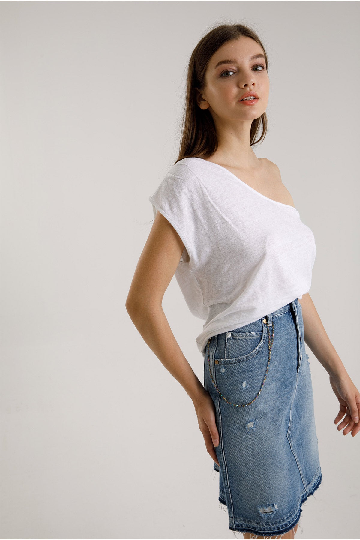 Majestic Tek Omuz Keten Bluz-Libas Trendy Fashion Store