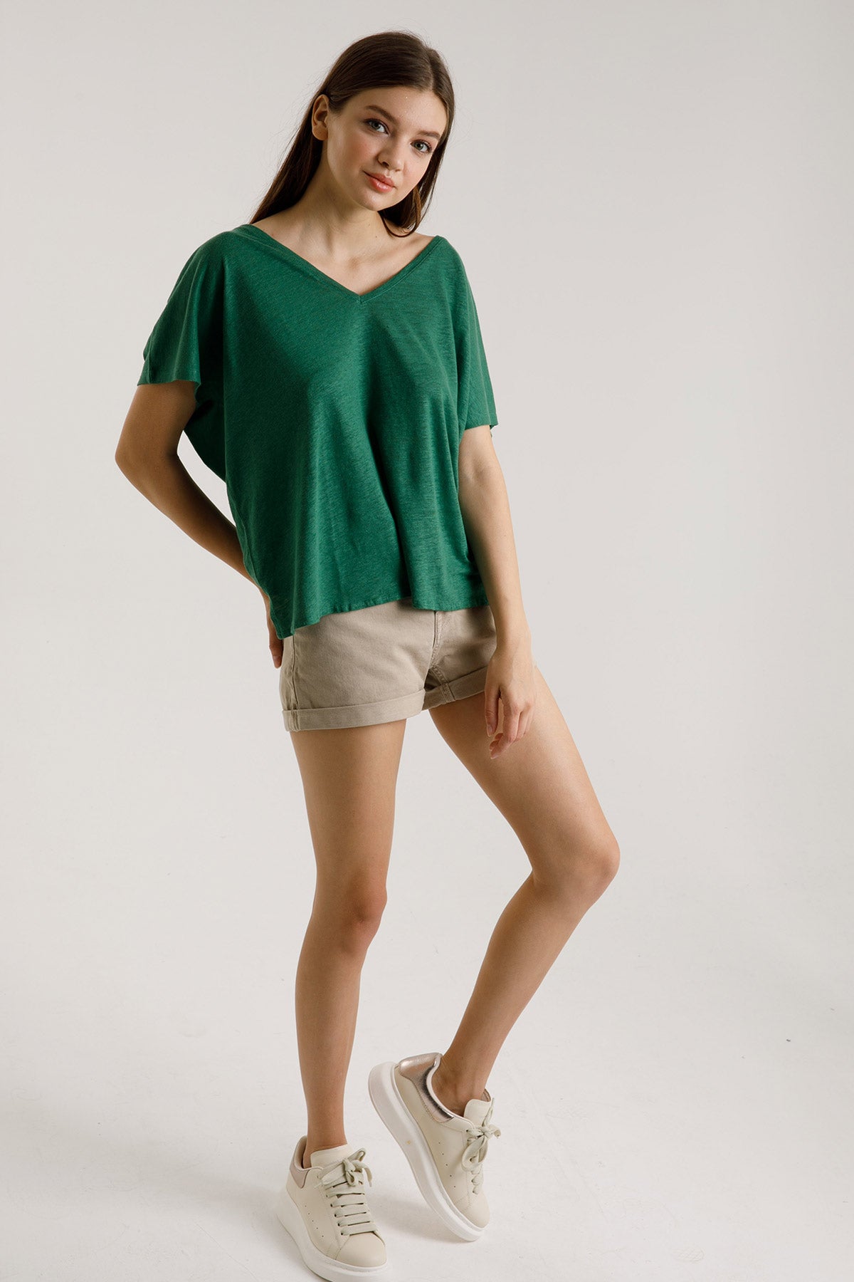 Majestic İpek Karışımlı Keten T-shirt-Libas Trendy Fashion Store