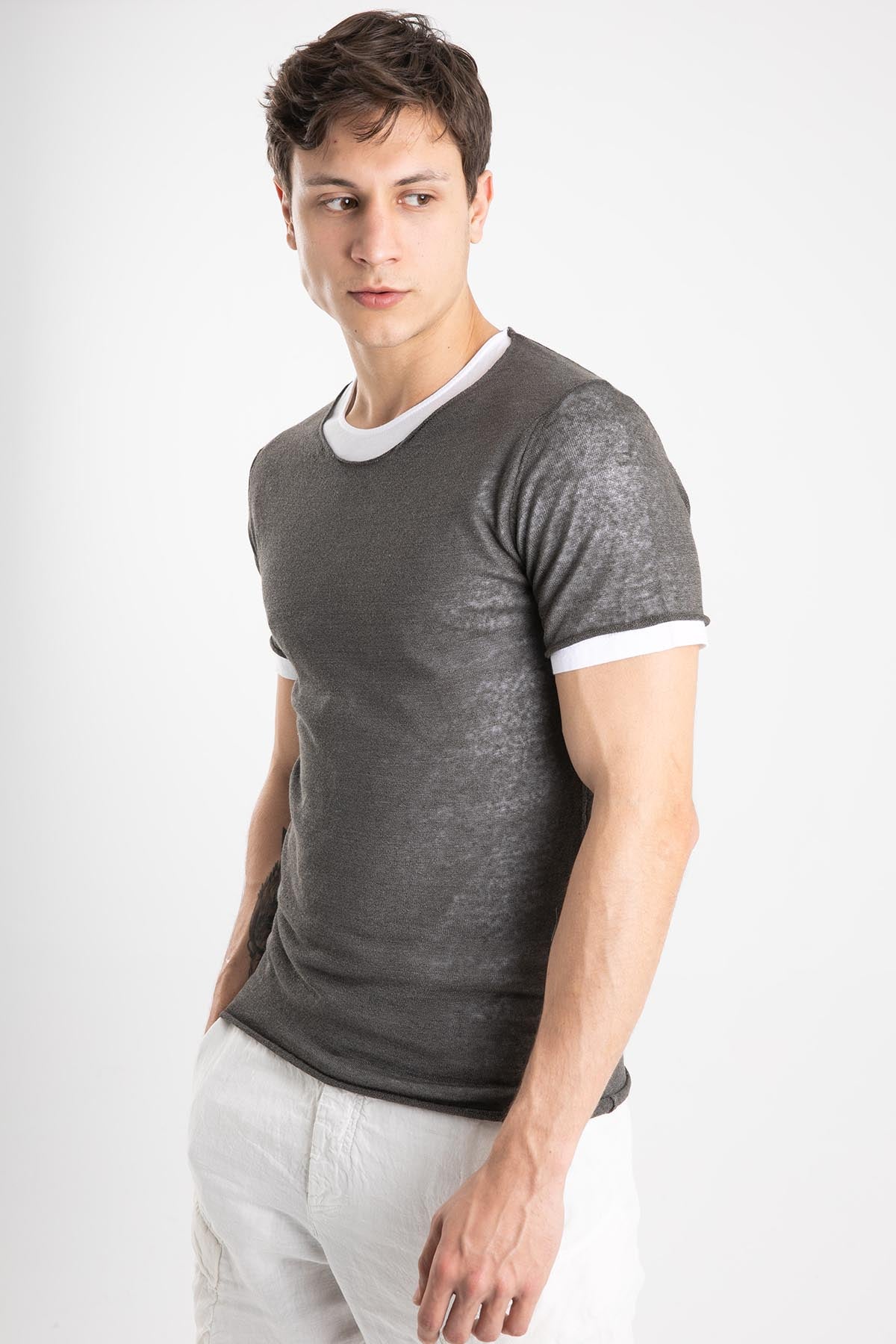 Manifattura T-Shirt İçli Streç Keten T-Shirt-Libas Trendy Fashion Store