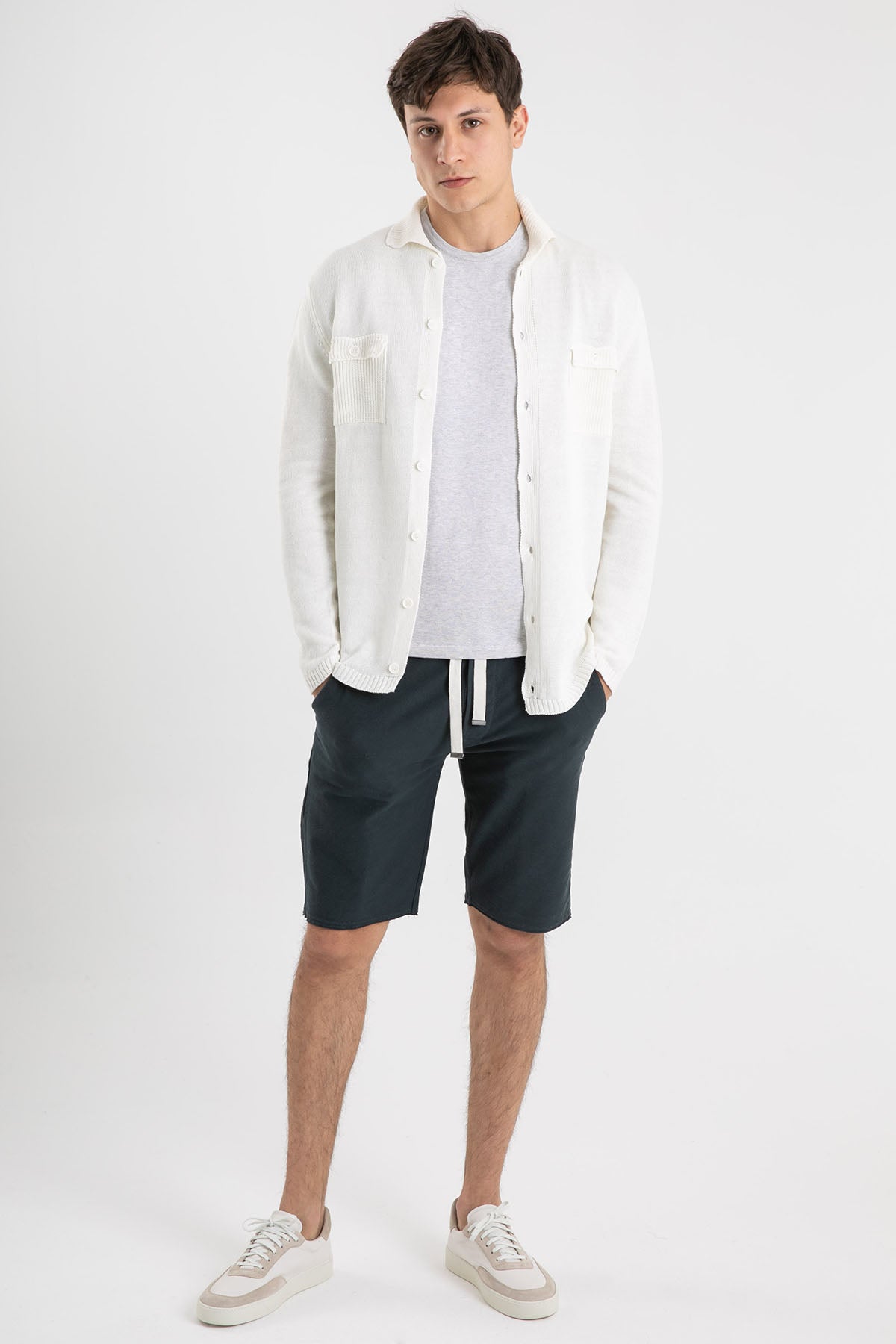 Manifattura Fransız Yaka Cep Detaylı Keten Triko Ceket-Libas Trendy Fashion Store