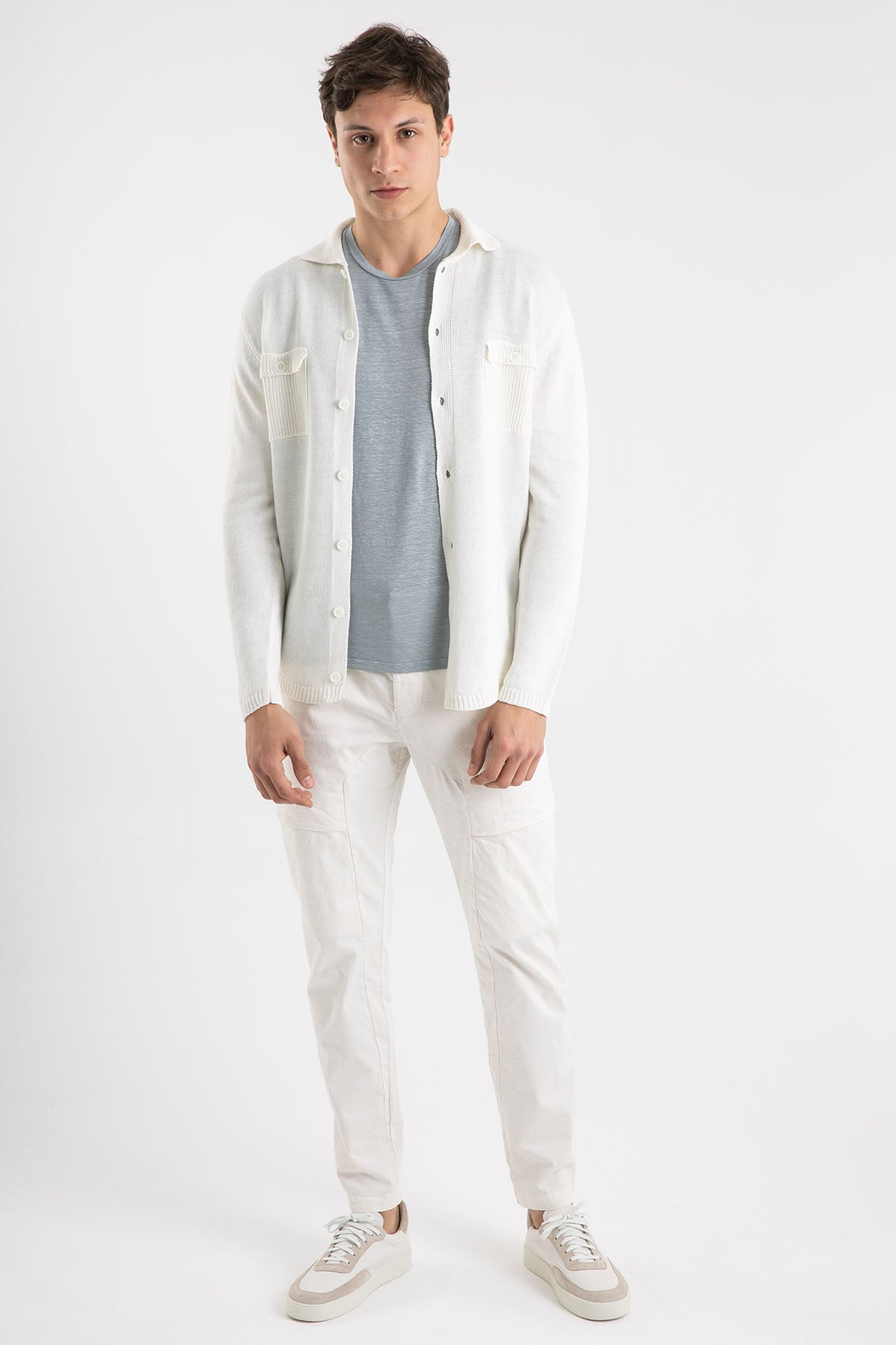 Manifattura Fransız Yaka Cep Detaylı Keten Triko Ceket-Libas Trendy Fashion Store