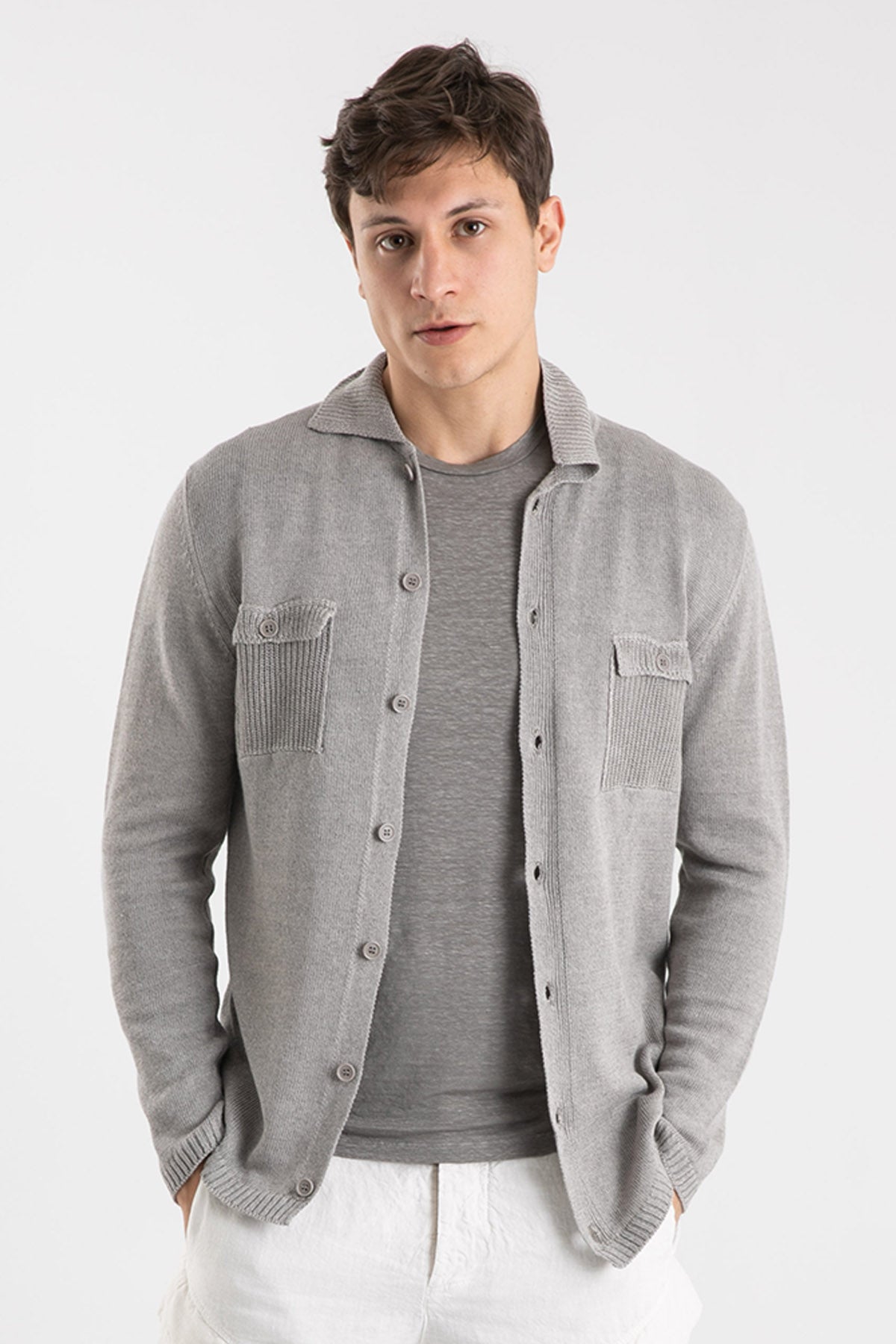 Manifattura Fransız Yaka Cep Detaylı Keten Triko Ceket-Libas Trendy Fashion Store