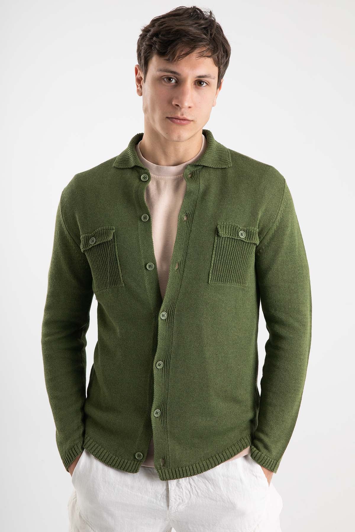 Manifattura Fransız Yaka Keten Triko Ceket-Libas Trendy Fashion Store