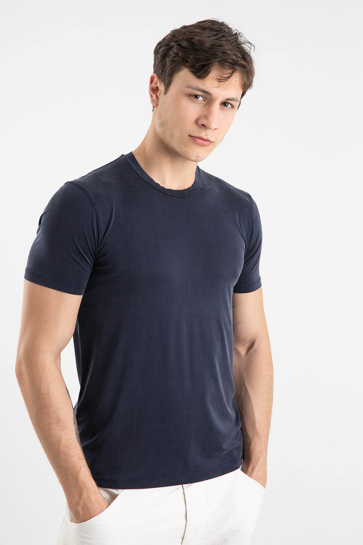 Manifattura Yuvarlak Yaka Streç T-shirt-Libas Trendy Fashion Store