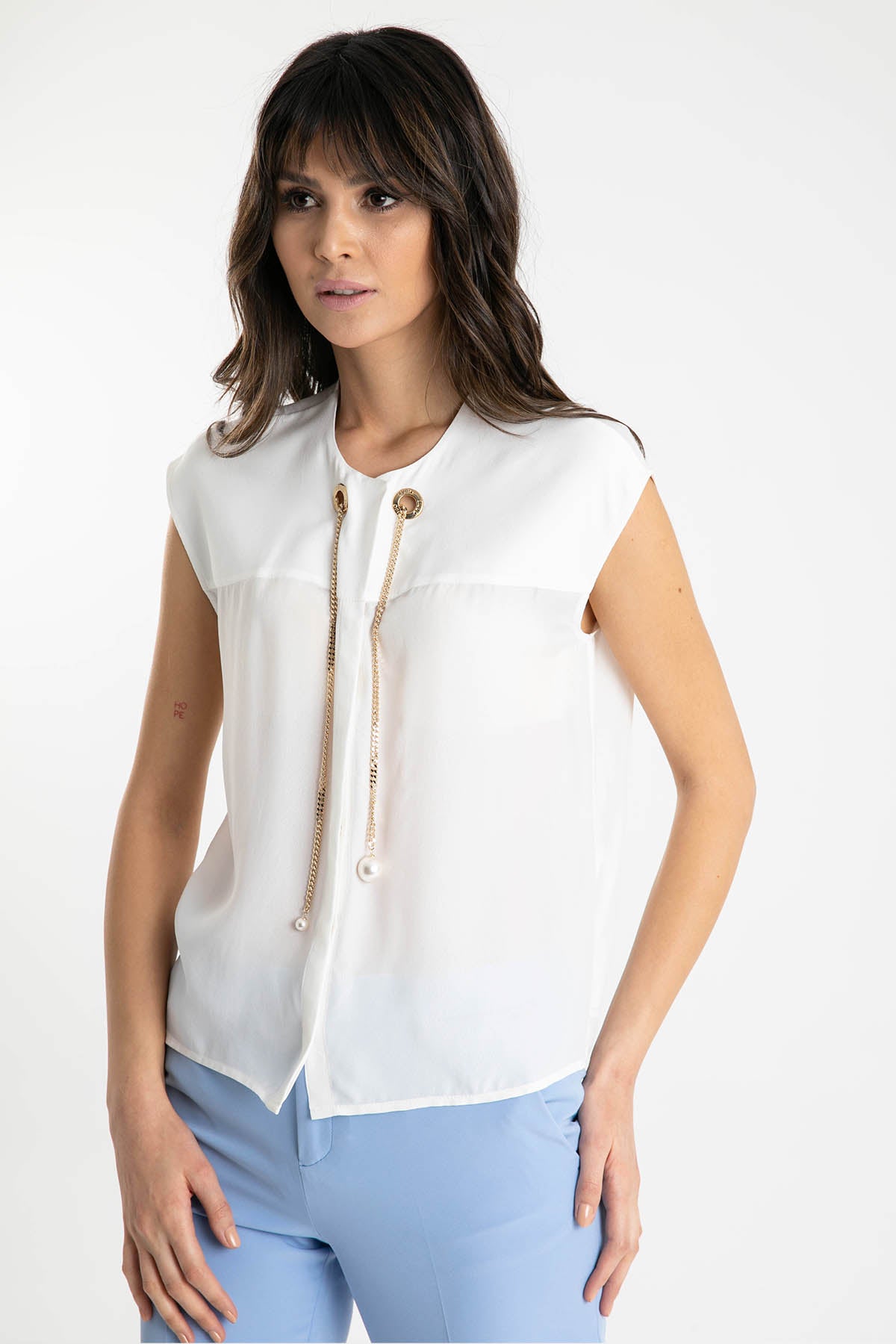 Liu Jo Zincir Yaka Aksesuarlı Gömlek-Libas Trendy Fashion Store