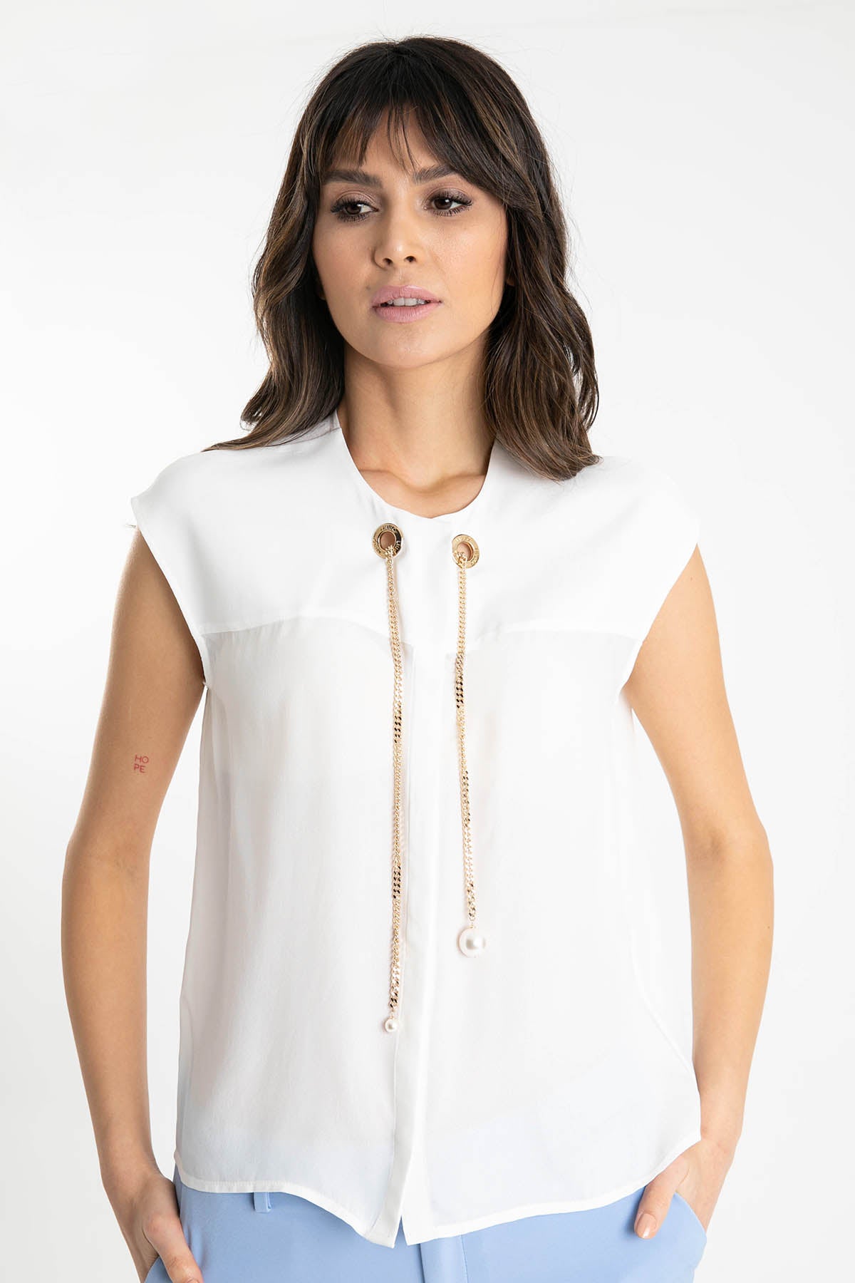 Liu Jo Zincir Yaka Aksesuarlı Gömlek-Libas Trendy Fashion Store