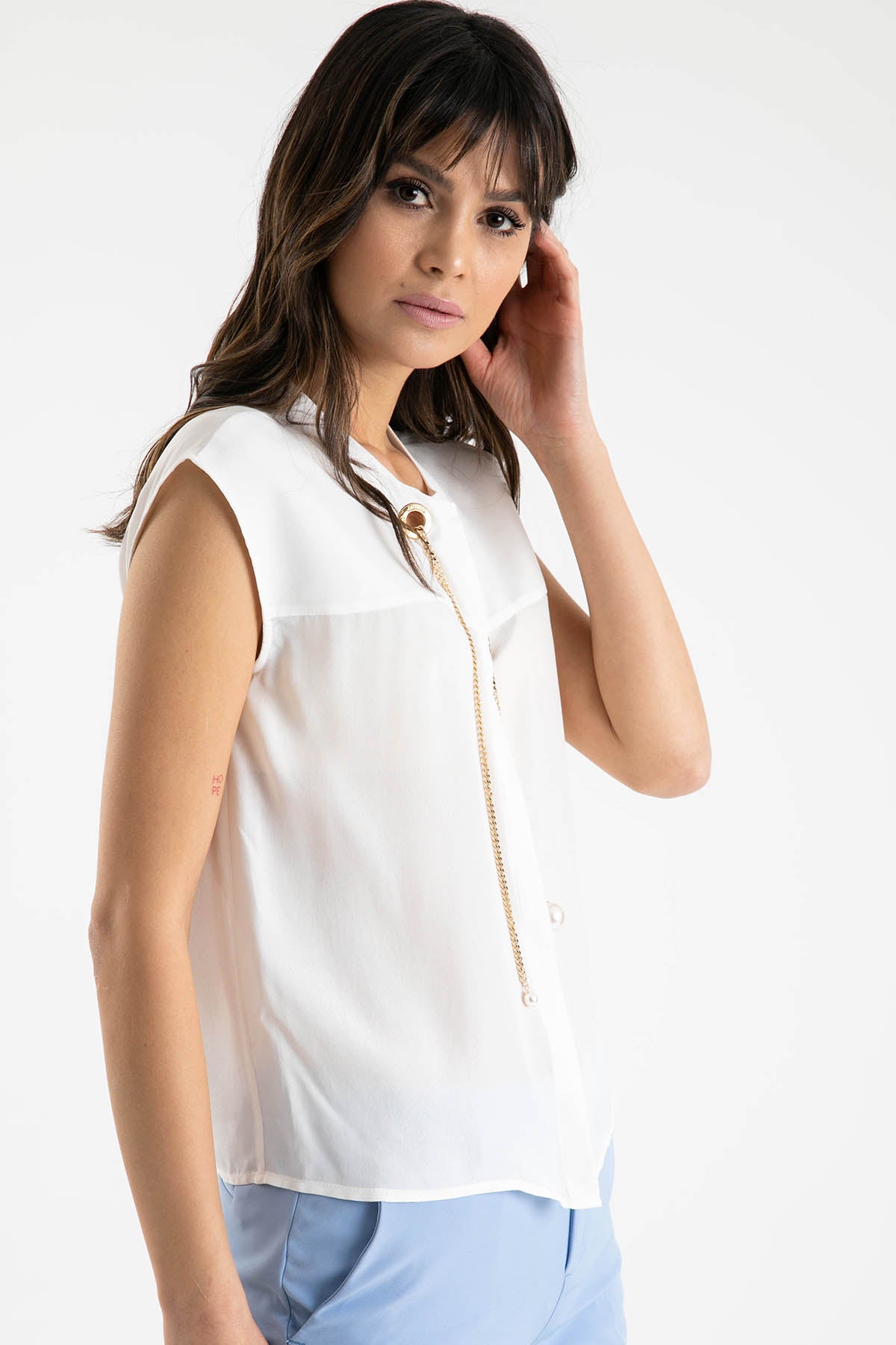 Liu Jo Zincir Yaka Aksesuarlı Gömlek-Libas Trendy Fashion Store