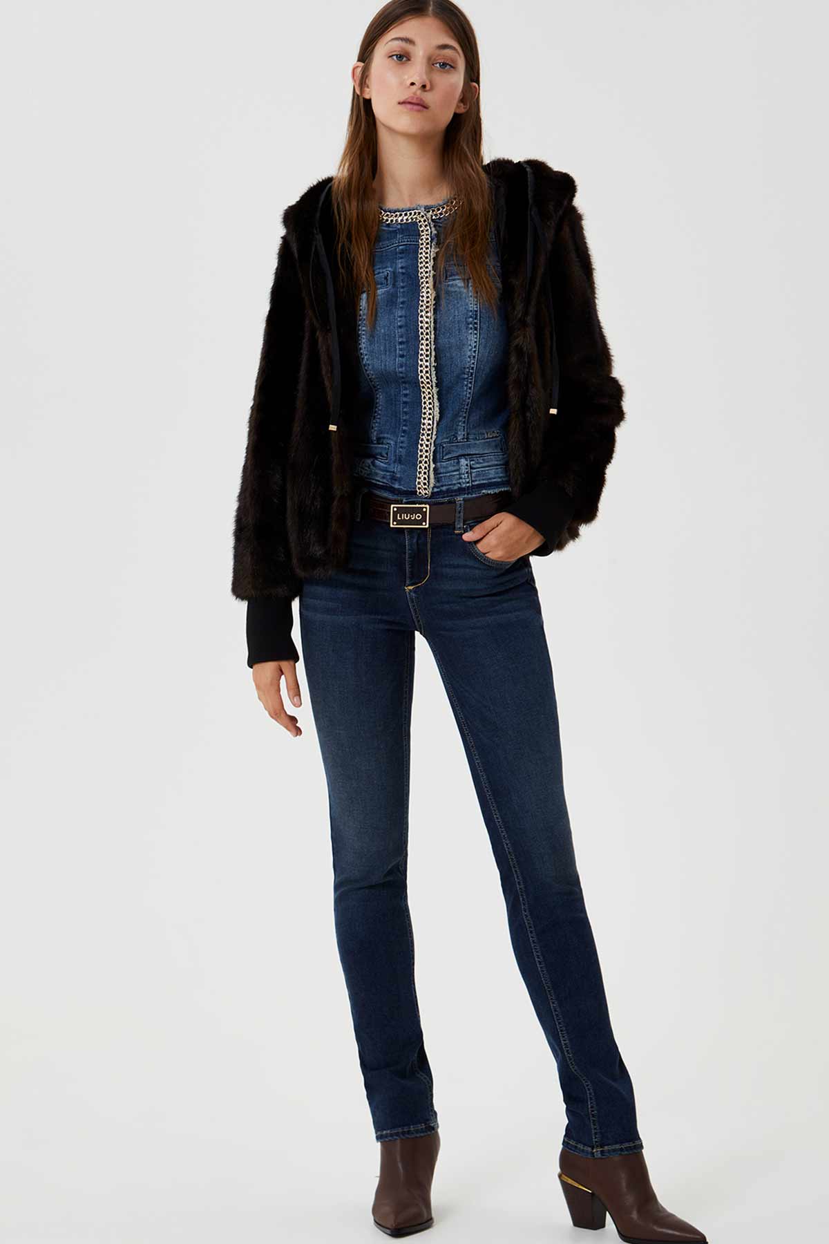 Liu Jo Sıfır Yaka Metal Aksesuarlı Denim Ceket-Libas Trendy Fashion Store