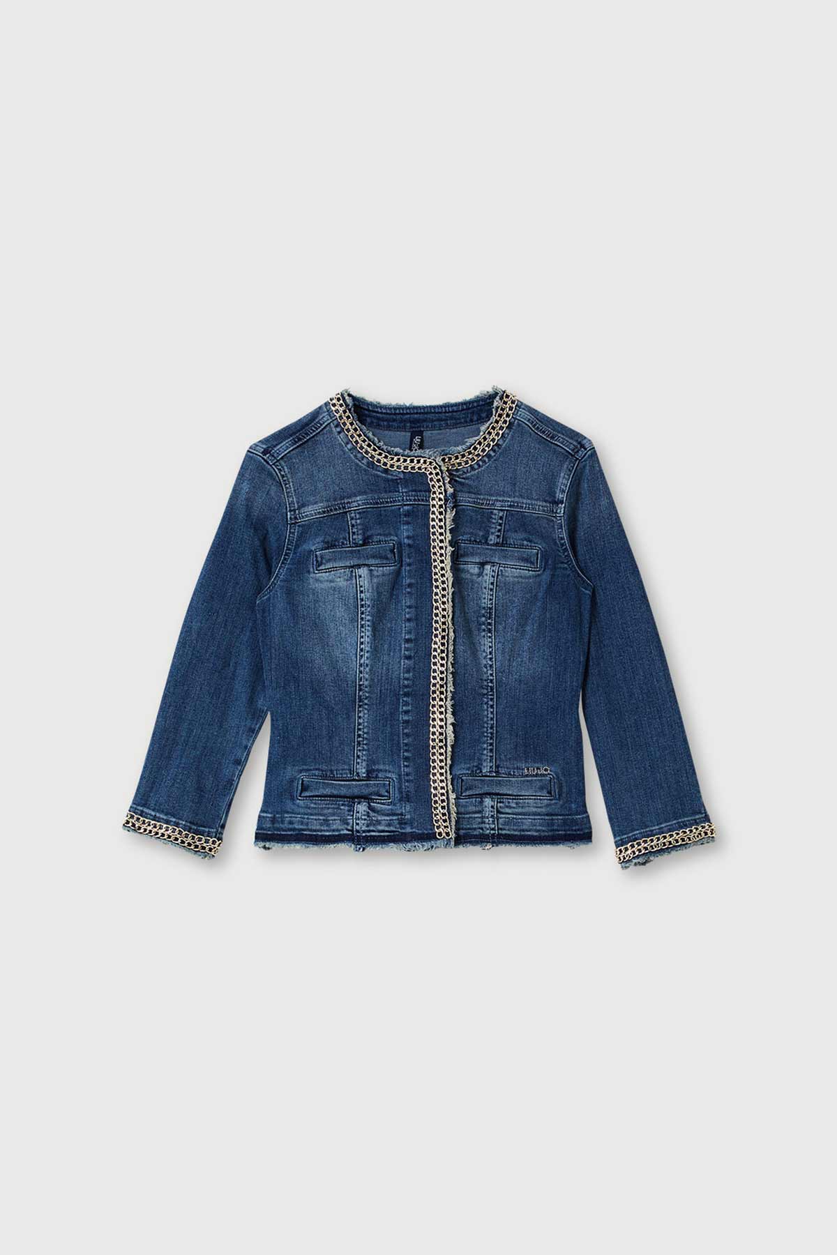 Liu Jo Sıfır Yaka Metal Aksesuarlı Denim Ceket-Libas Trendy Fashion Store