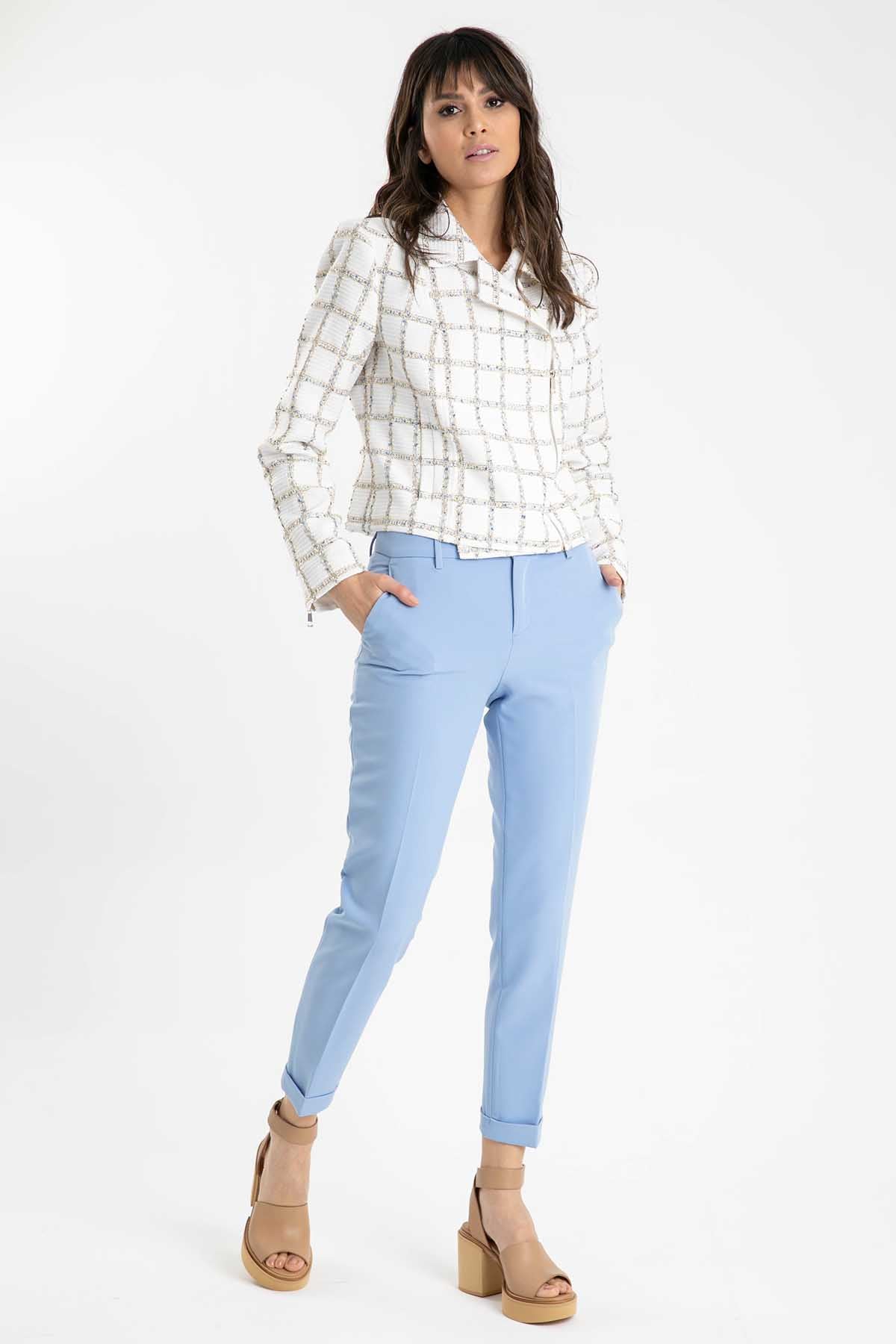 Liu Jo Fermuarlı Kruvaze Ekose Ceket-Libas Trendy Fashion Store