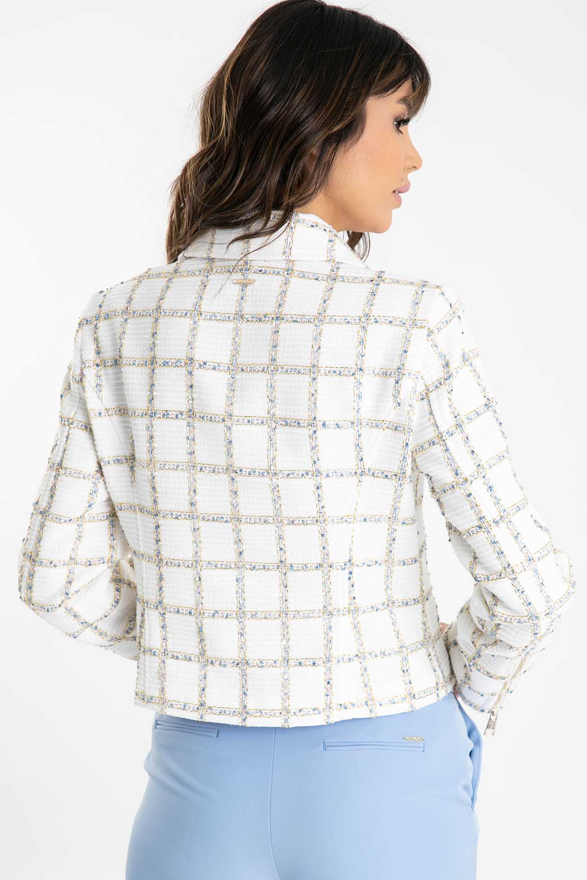 Liu Jo Fermuarlı Kruvaze Ekose Ceket-Libas Trendy Fashion Store