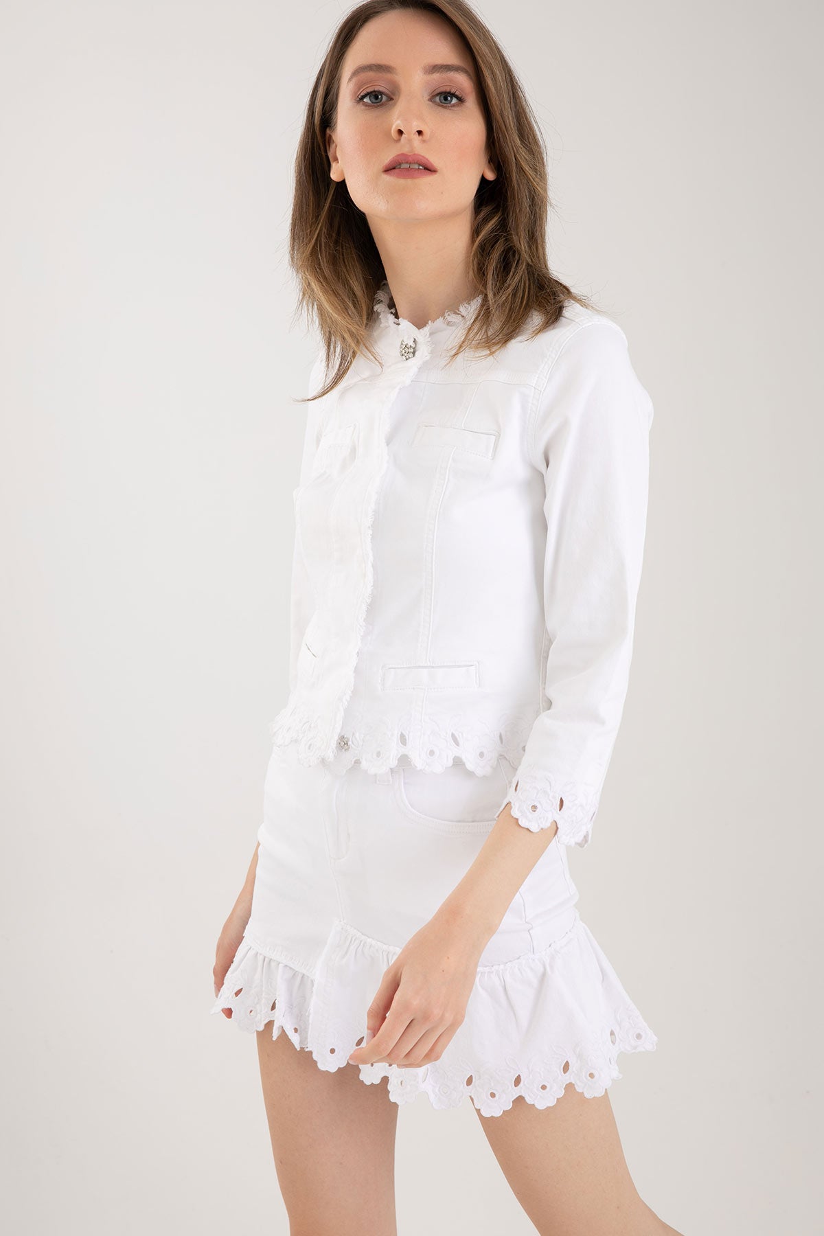 Liu Jo Fito İşlemeli Streç Denim Ceket-Libas Trendy Fashion Store