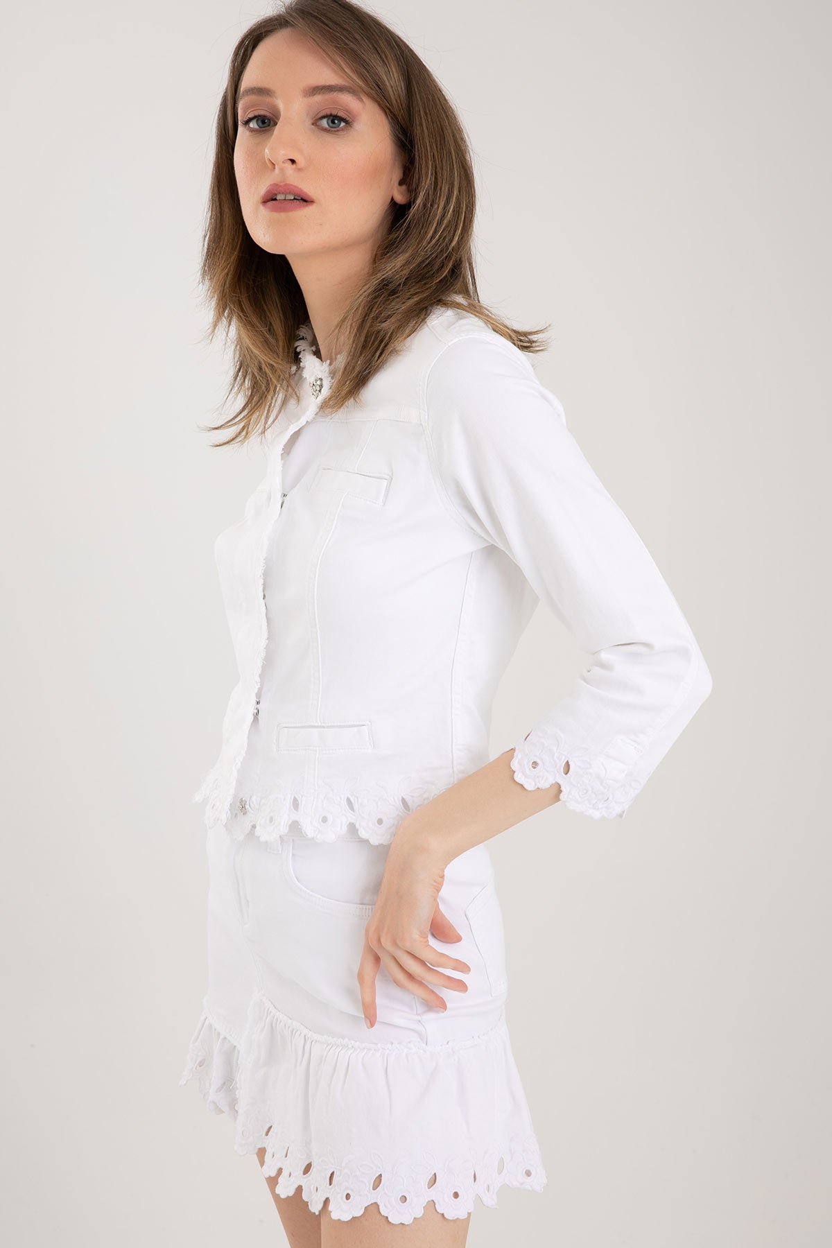 Liu Jo Fito İşlemeli Streç Denim Ceket-Libas Trendy Fashion Store