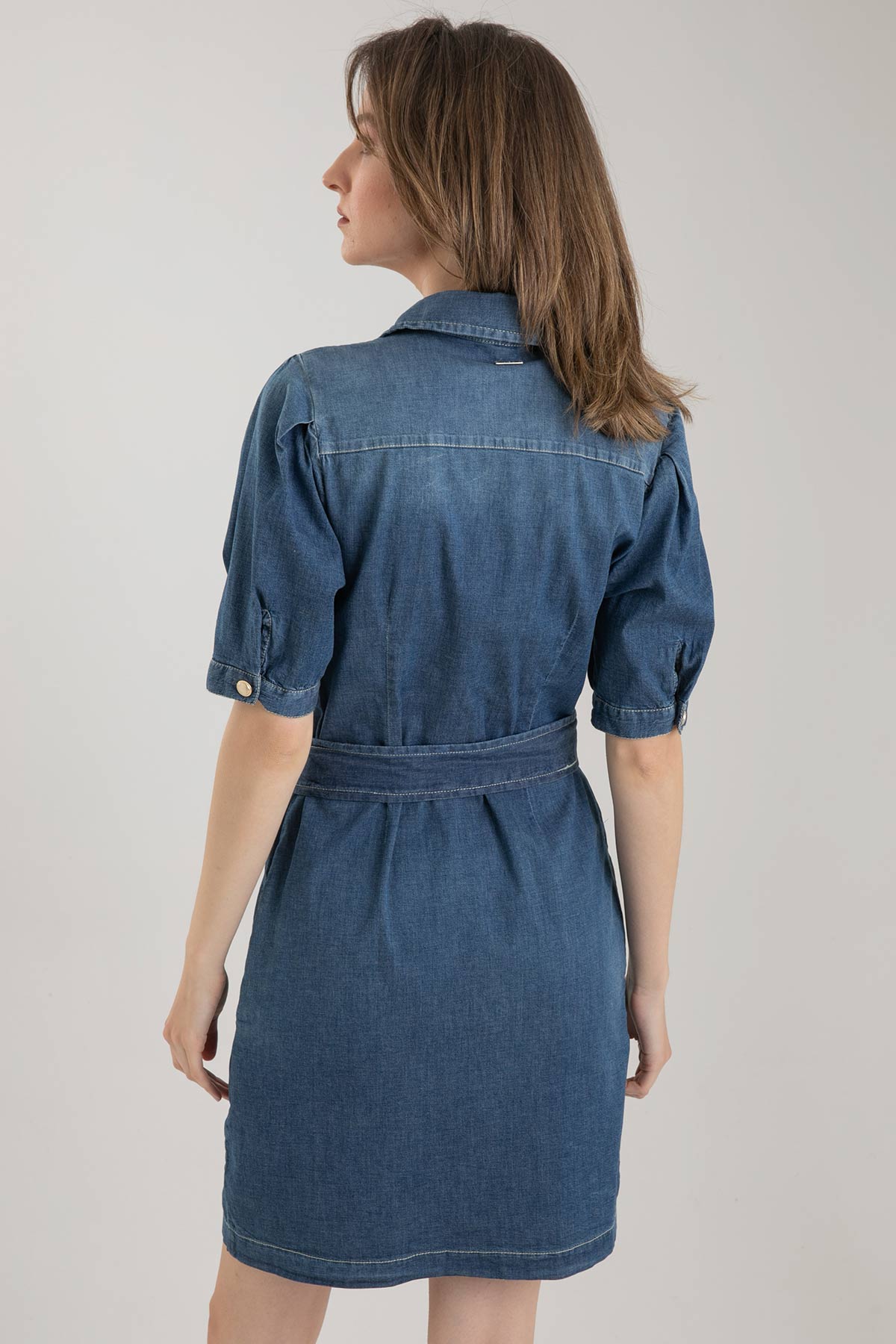 Liu Jo Diz Üstü Belden Kuşaklı Denim Elbise-Libas Trendy Fashion Store