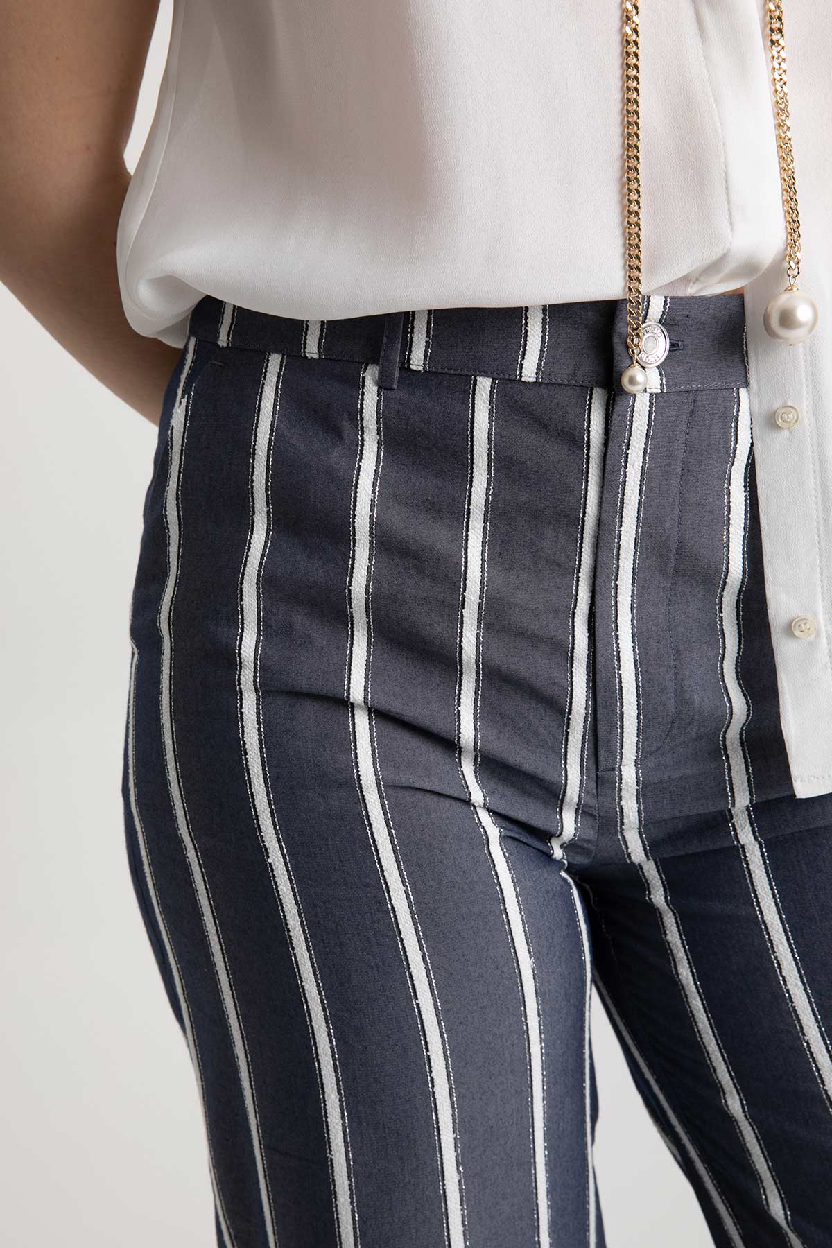 Liu Jo Crop Geniş Paça Çizgili Pantolon-Libas Trendy Fashion Store