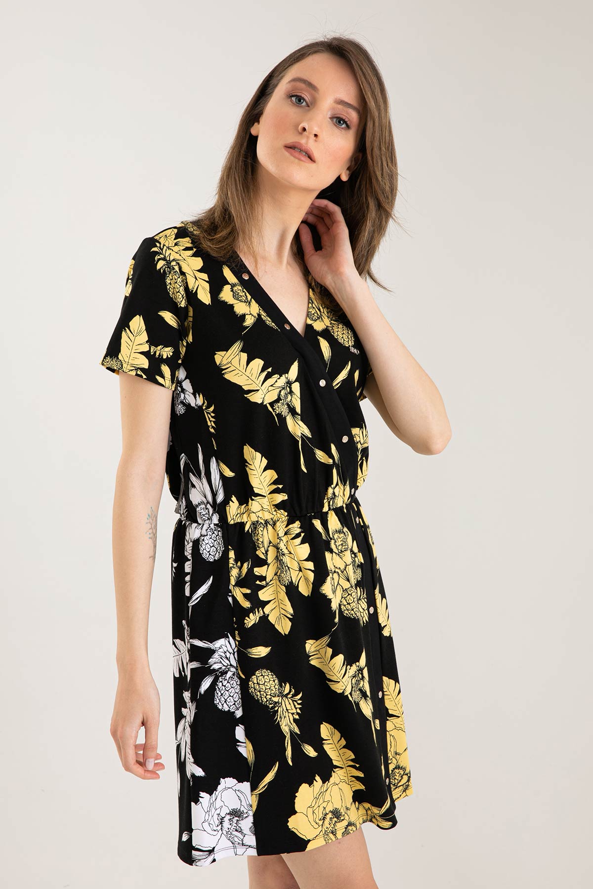 Liu Jo Diz Üstü V Yaka Çiçek Desenli Elbise-Libas Trendy Fashion Store