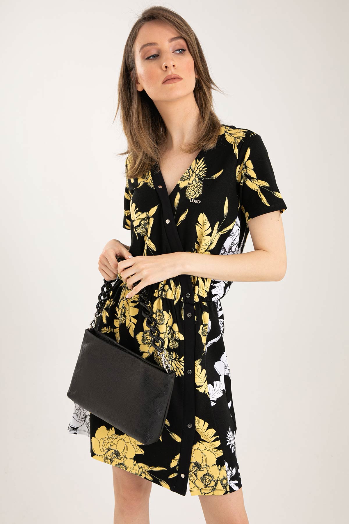 Liu Jo Diz Üstü V Yaka Çiçek Desenli Elbise-Libas Trendy Fashion Store