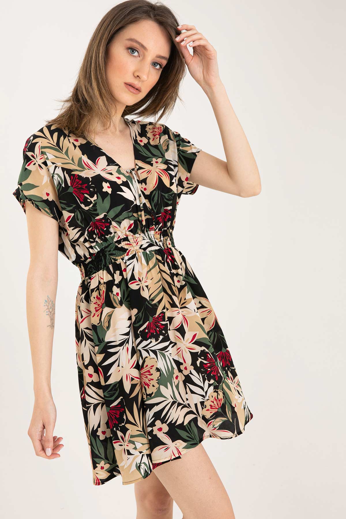 Liu Jo Belden Büzgülü Çiçek Desenli Elbise-Libas Trendy Fashion Store