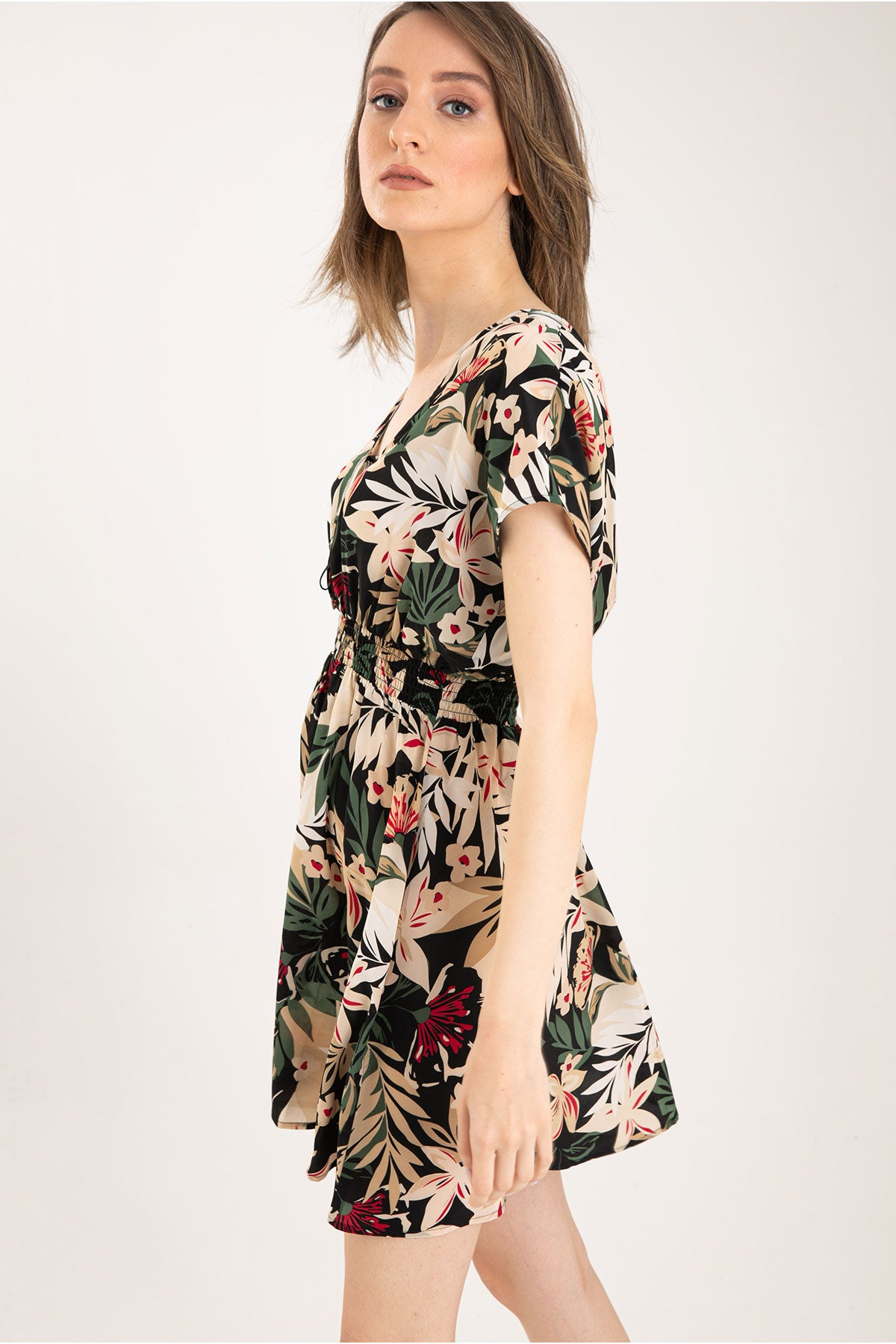 Liu Jo Belden Büzgülü Çiçek Desenli Elbise-Libas Trendy Fashion Store