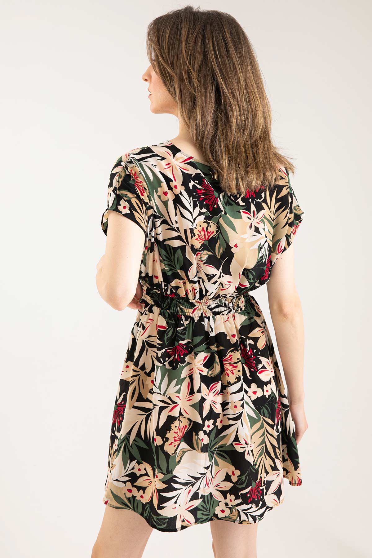 Liu Jo Belden Büzgülü Çiçek Desenli Elbise-Libas Trendy Fashion Store