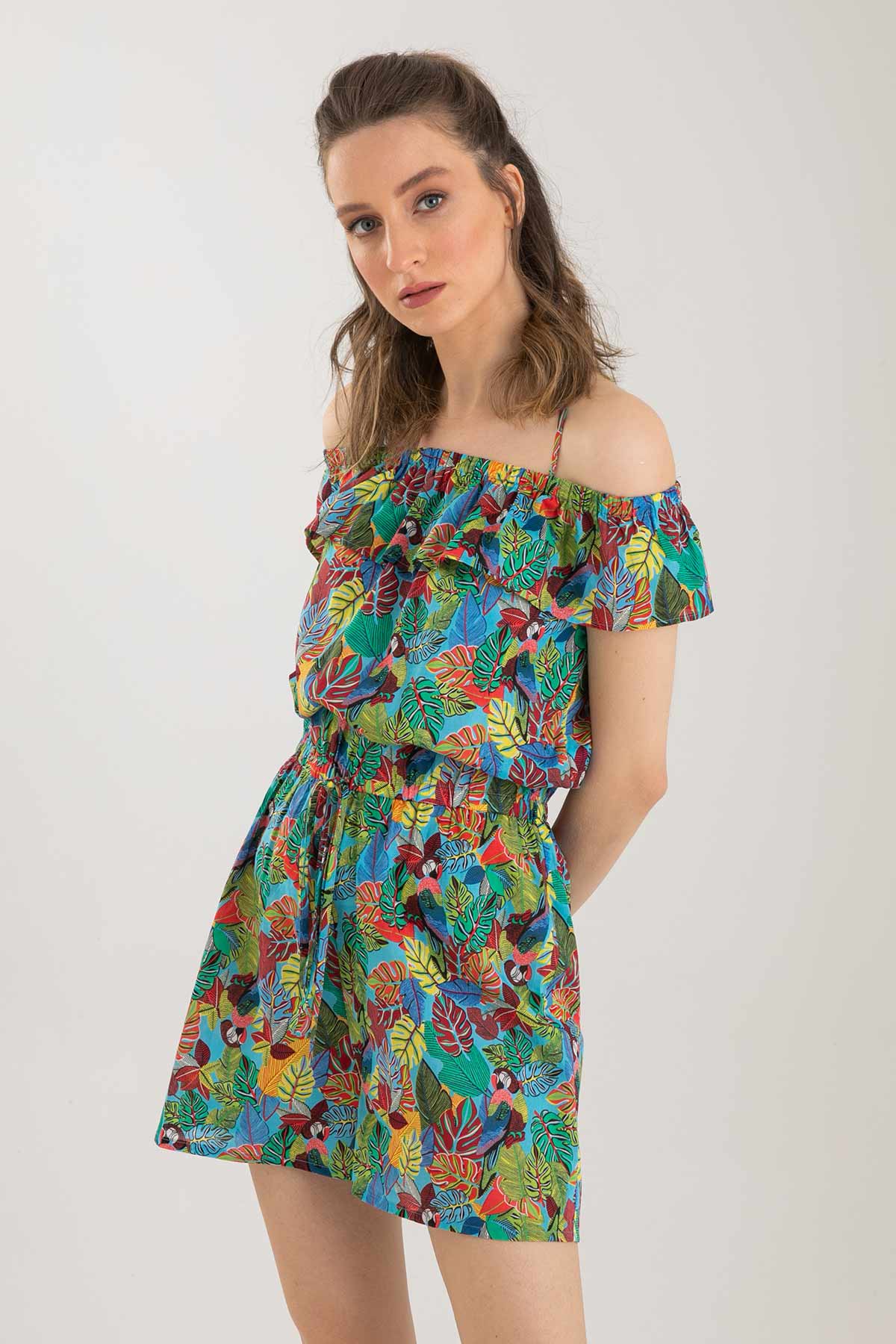 Liu Jo Tropik Desenli Straplez Elbise-Libas Trendy Fashion Store