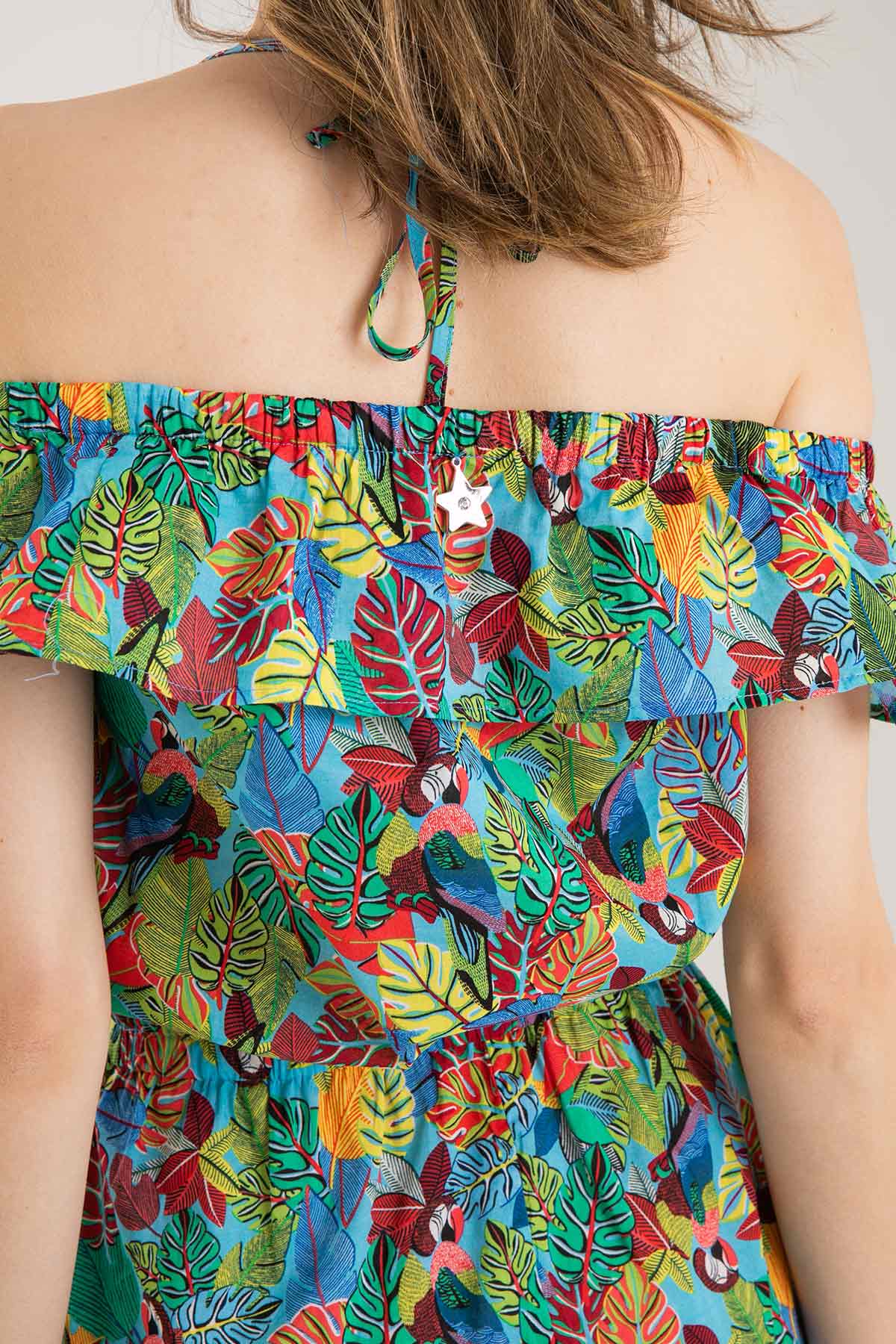 Liu Jo Tropik Desenli Straplez Elbise-Libas Trendy Fashion Store