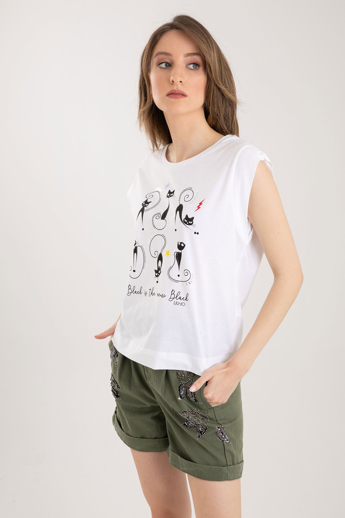 Liu Jo Kedi Temalı T-shirt-Libas Trendy Fashion Store