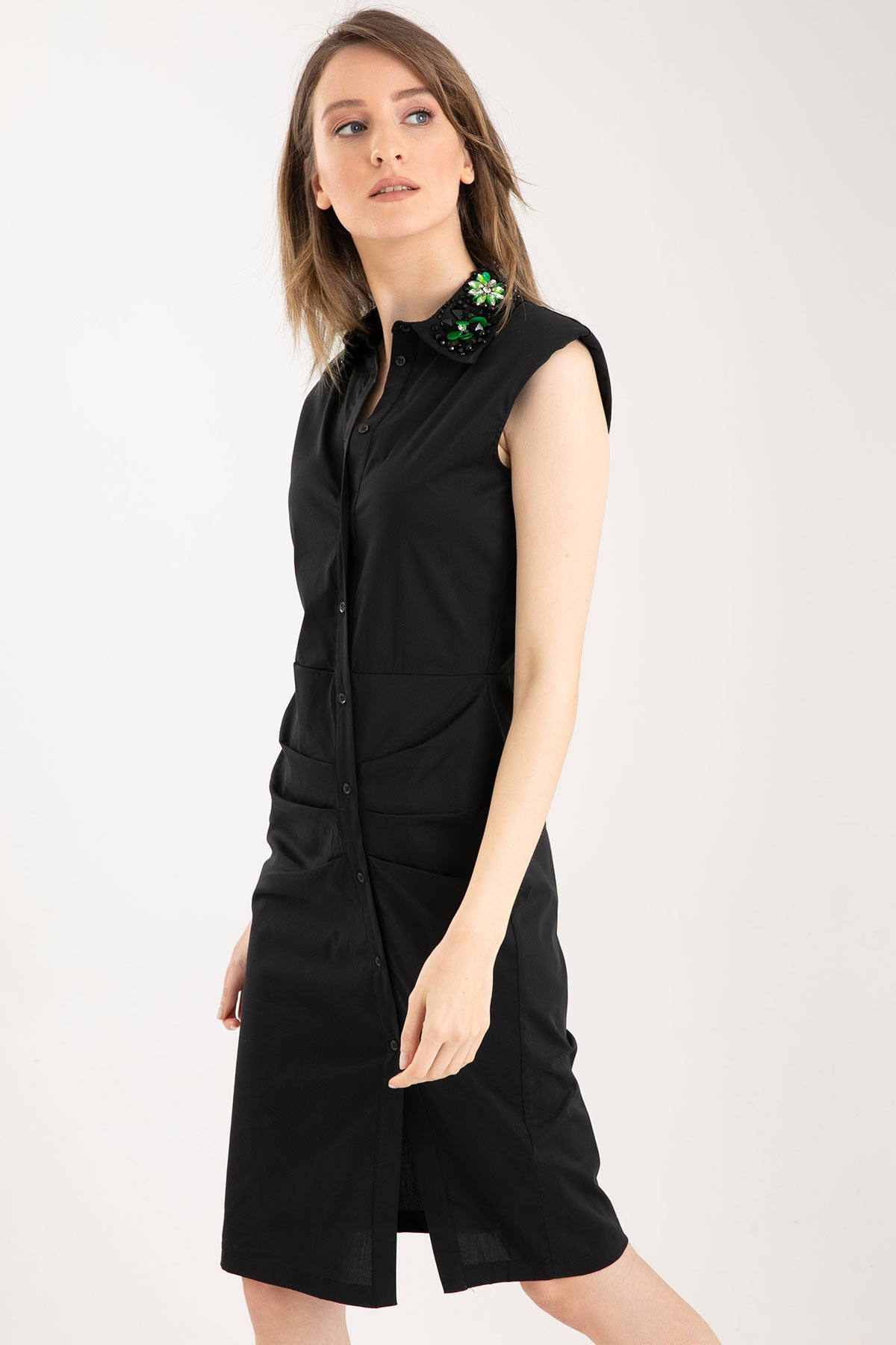 Liu Jo Yaka Aksesuarlı Asimetrik Elbise-Libas Trendy Fashion Store