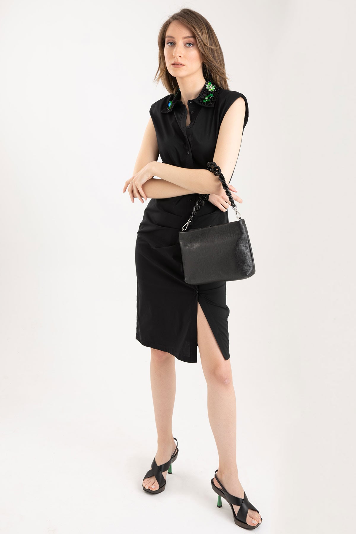 Liu Jo Yaka Aksesuarlı Asimetrik Elbise-Libas Trendy Fashion Store