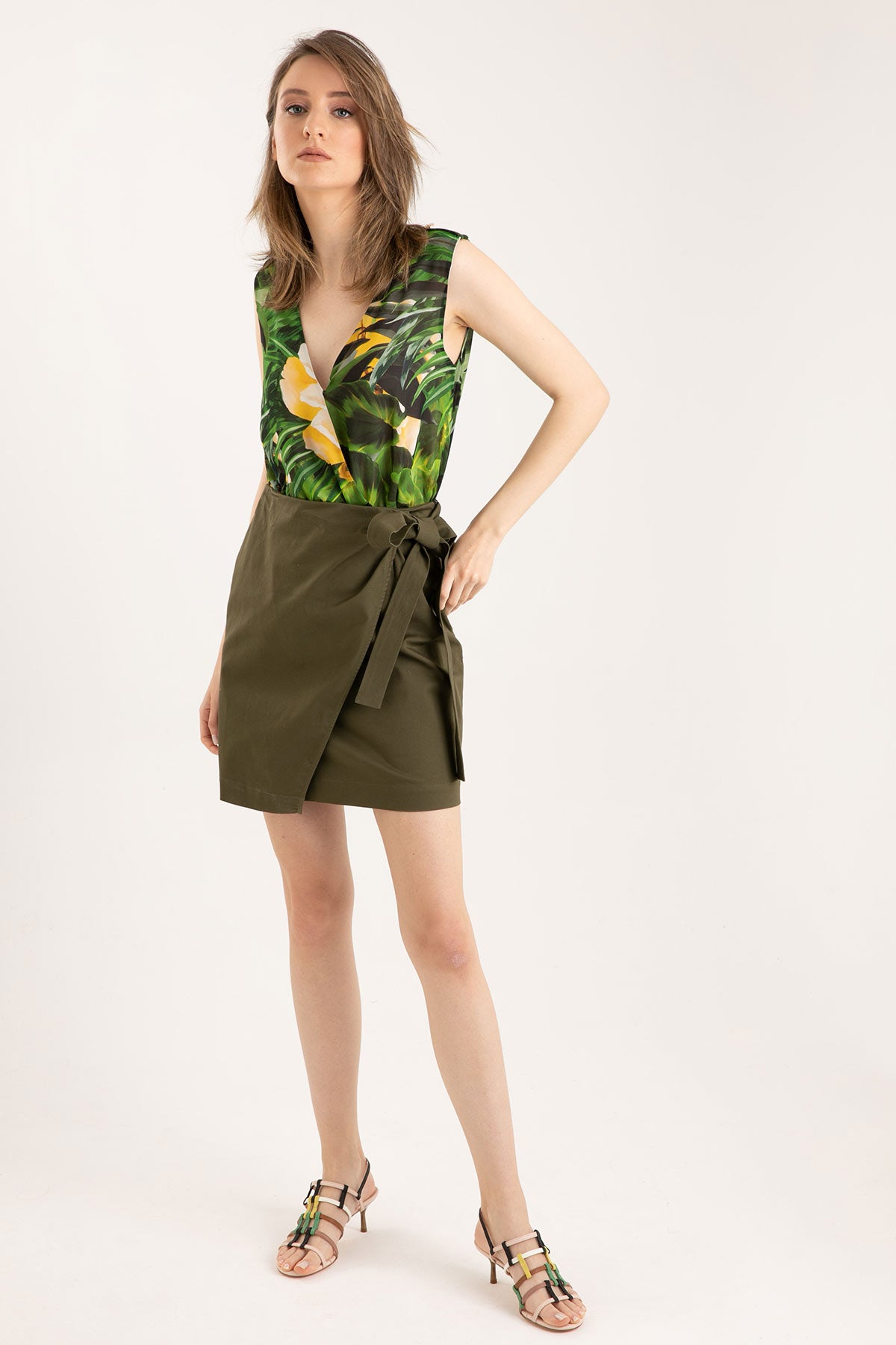 Liu Jo V Yaka Belden Kuşaklı Elbise-Libas Trendy Fashion Store