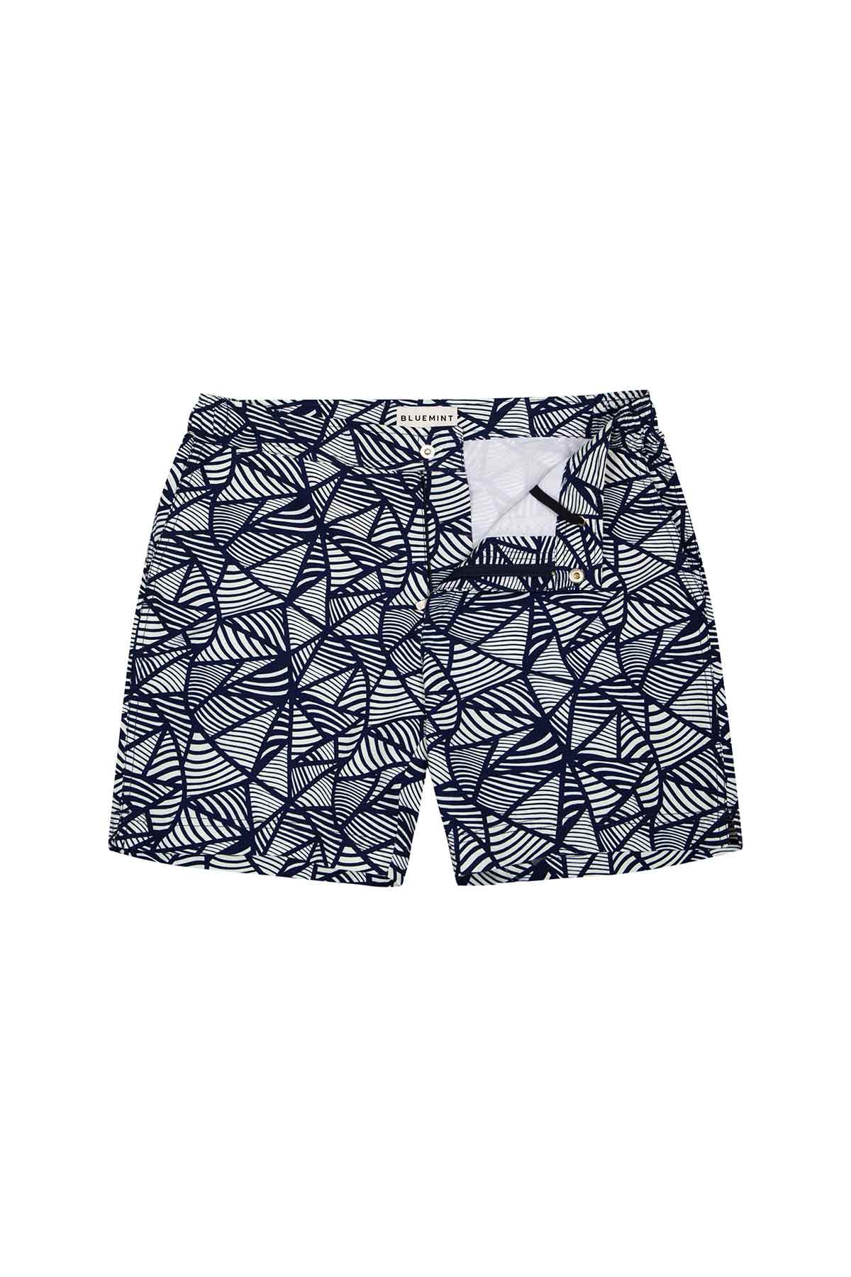 Bluemint Bond Navy Geo Şort Mayo-Libas Trendy Fashion Store