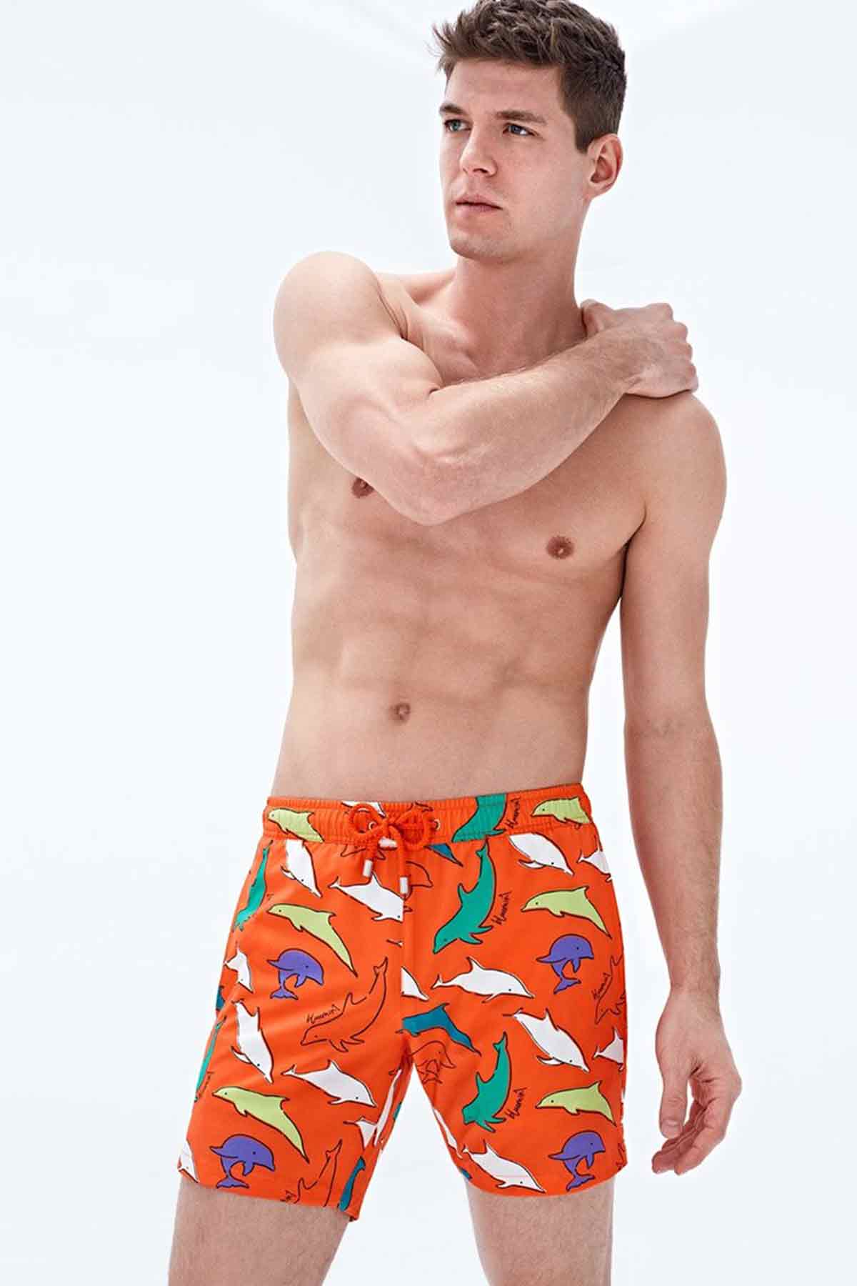 Bluemint Arthus Stretch Orange Dolphin Şort Mayo-Libas Trendy Fashion Store