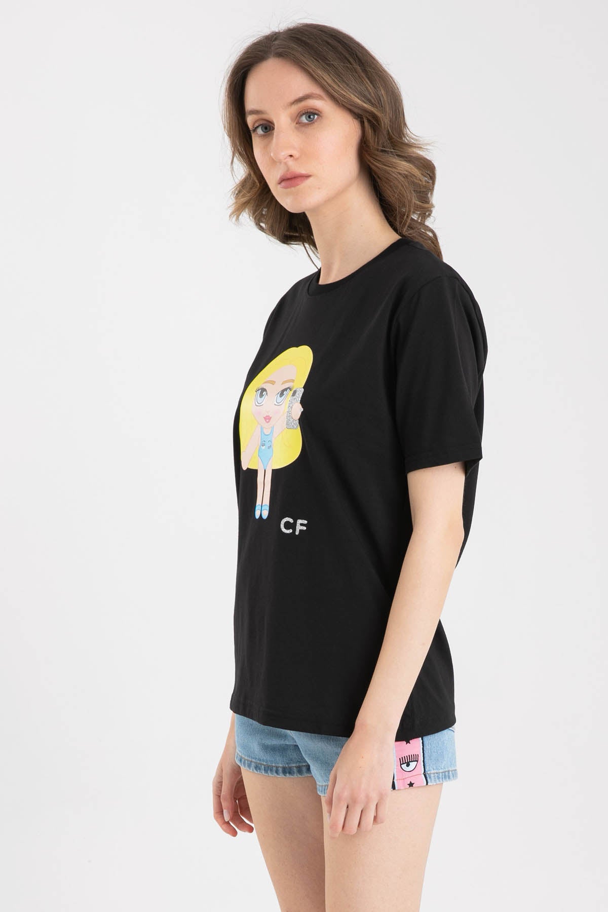 Chiara Ferragni Emoji Baskılı T-shirt-Libas Trendy Fashion Store
