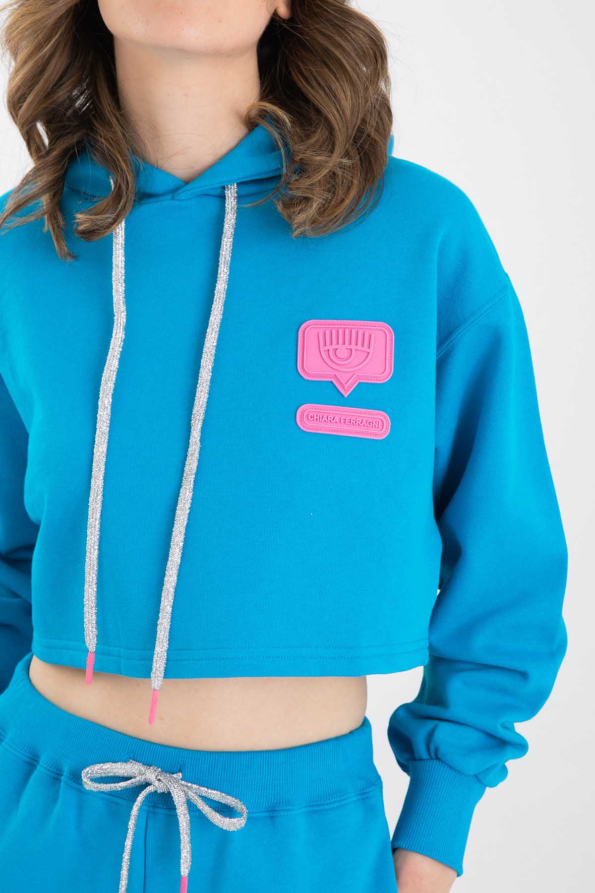 Chiara Ferragni Kapüşonlu Crop Winking Eye Sweatshirt-Libas Trendy Fashion Store