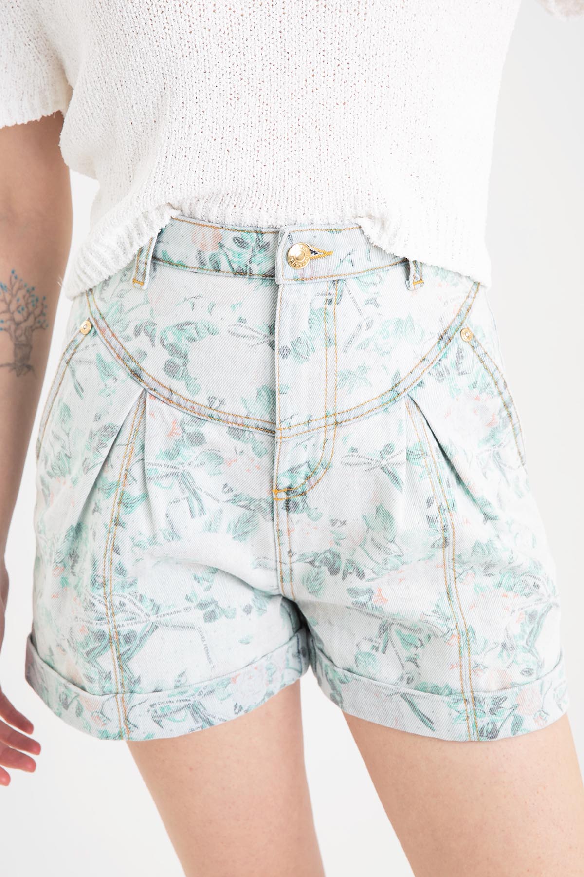 Chiara Ferragni Çiçekli Yüksek Bel Şort-Libas Trendy Fashion Store