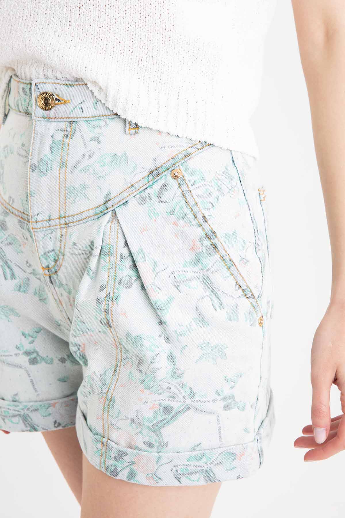 Chiara Ferragni Çiçekli Yüksek Bel Şort-Libas Trendy Fashion Store